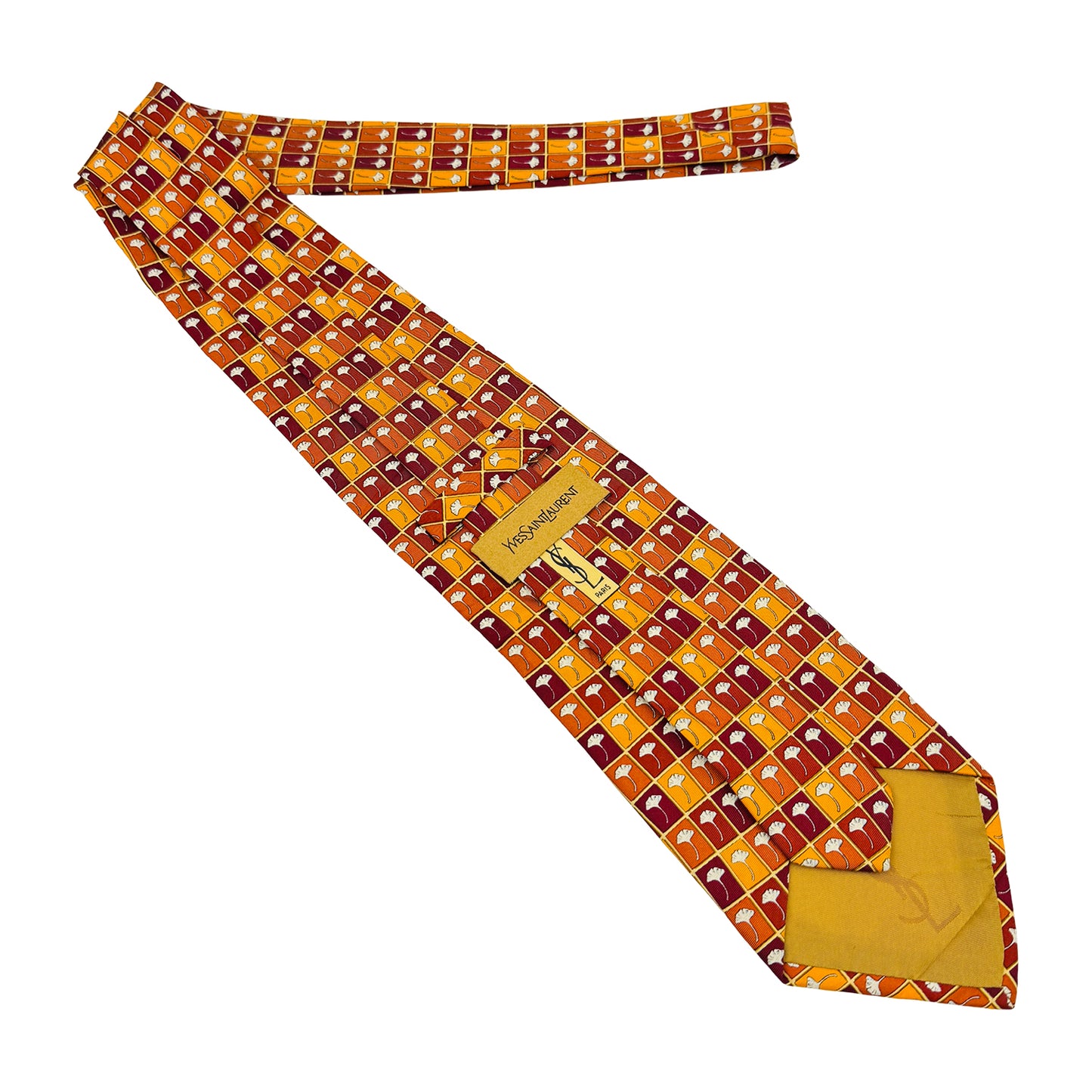 Yves Saint Laurent Orange 'Neat Pattern' Tie (Size Regular)