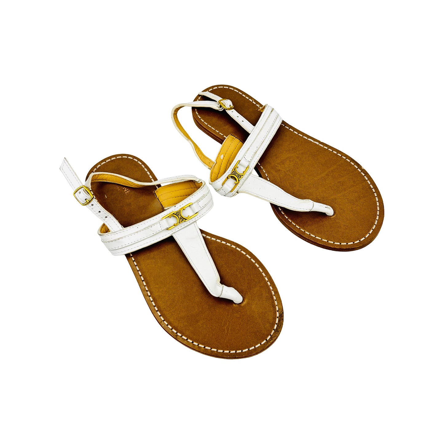 Celine 'Brown White' Leather Sandals (Size 40)