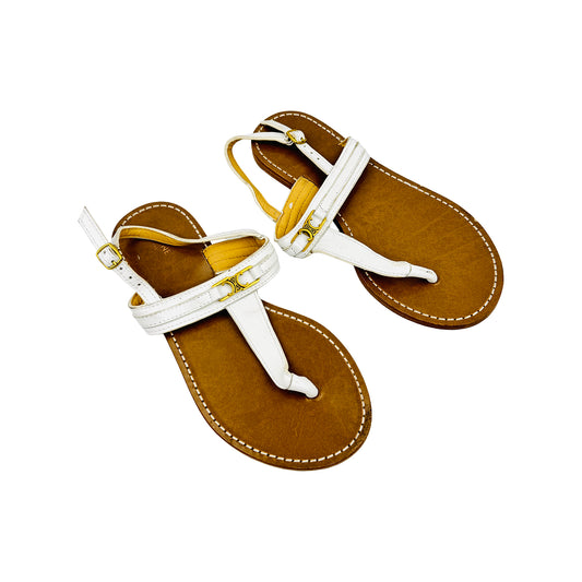 Celine 'Brown White' Leather Sandals (Size 40)