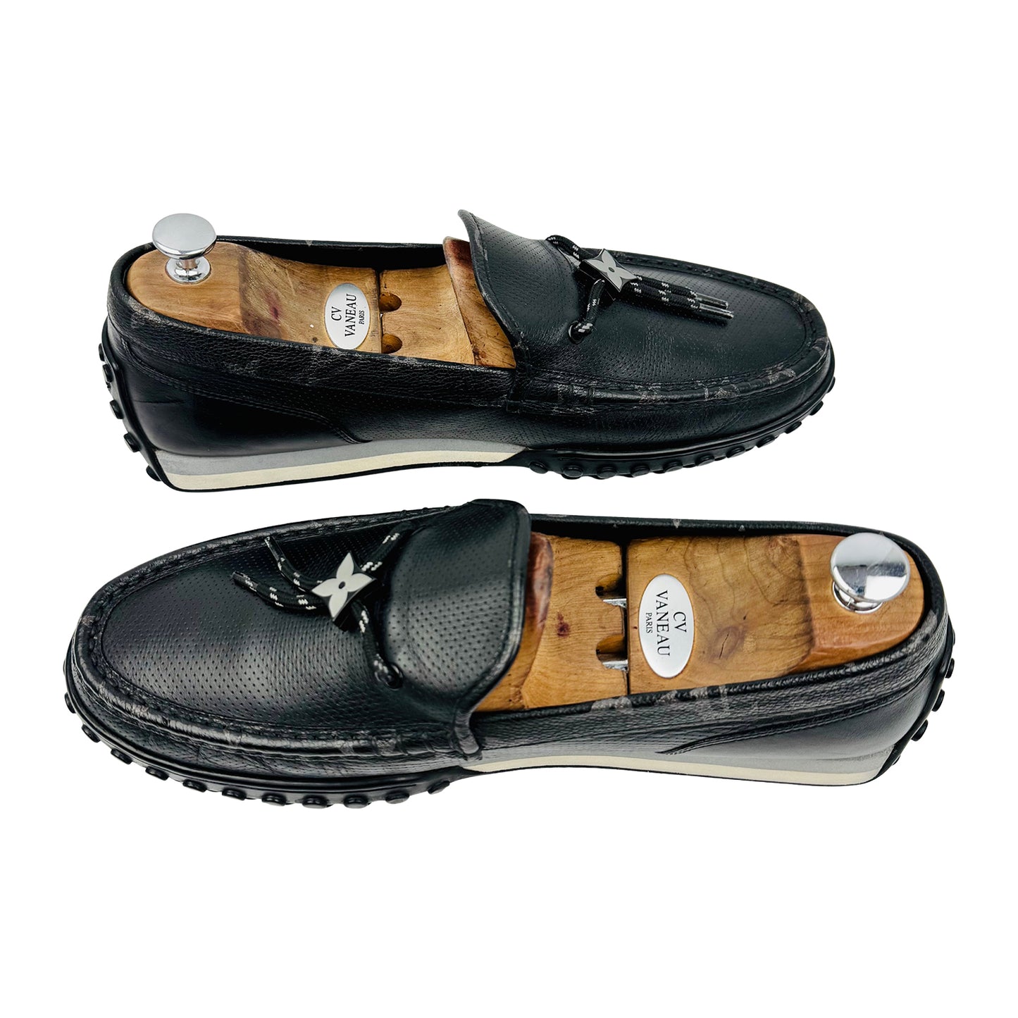 Louis Vuitton Black Leather Racer Moccasin (Size 44)