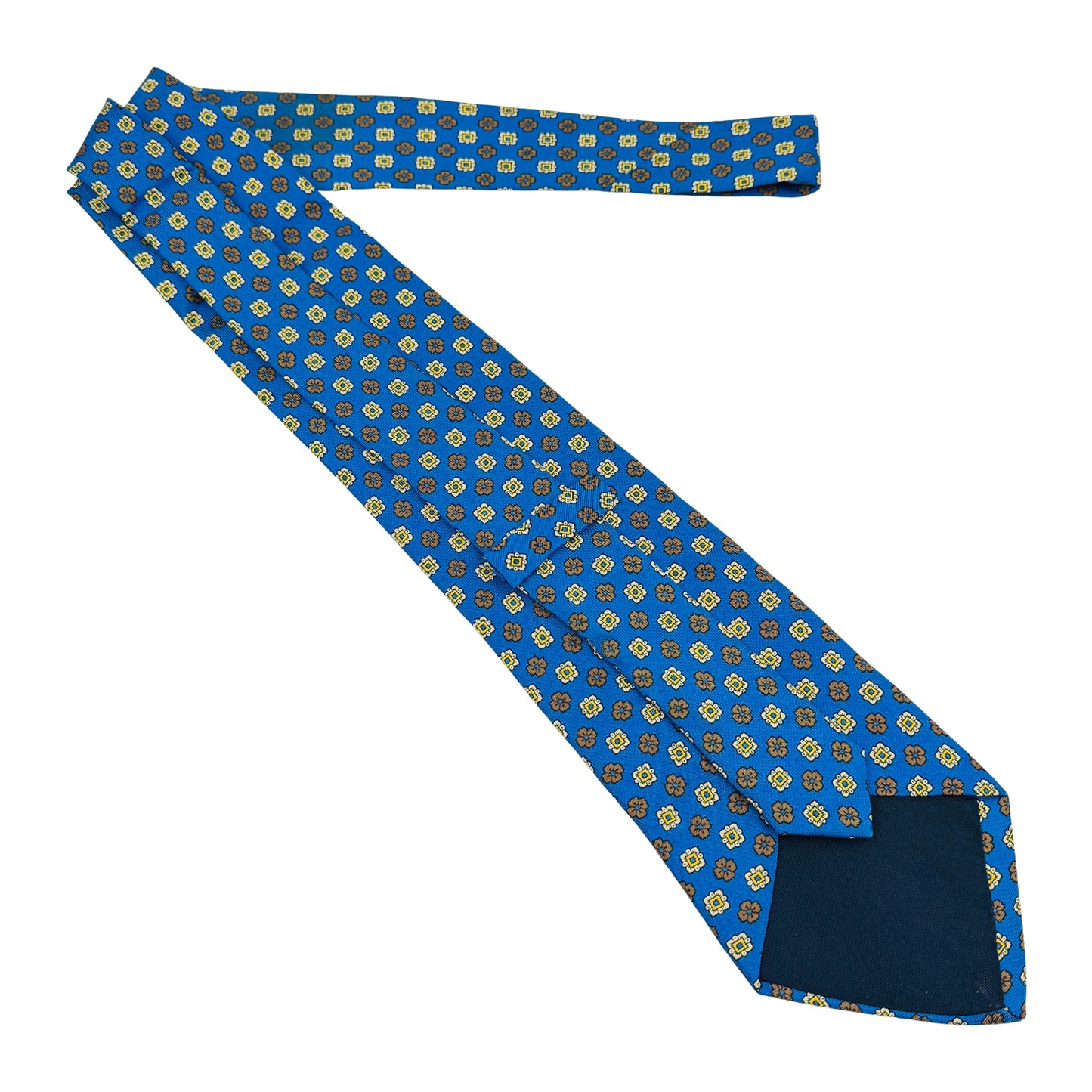 Drake’s Blue 'Floral Pattern' Silk Tie (Size Regular)