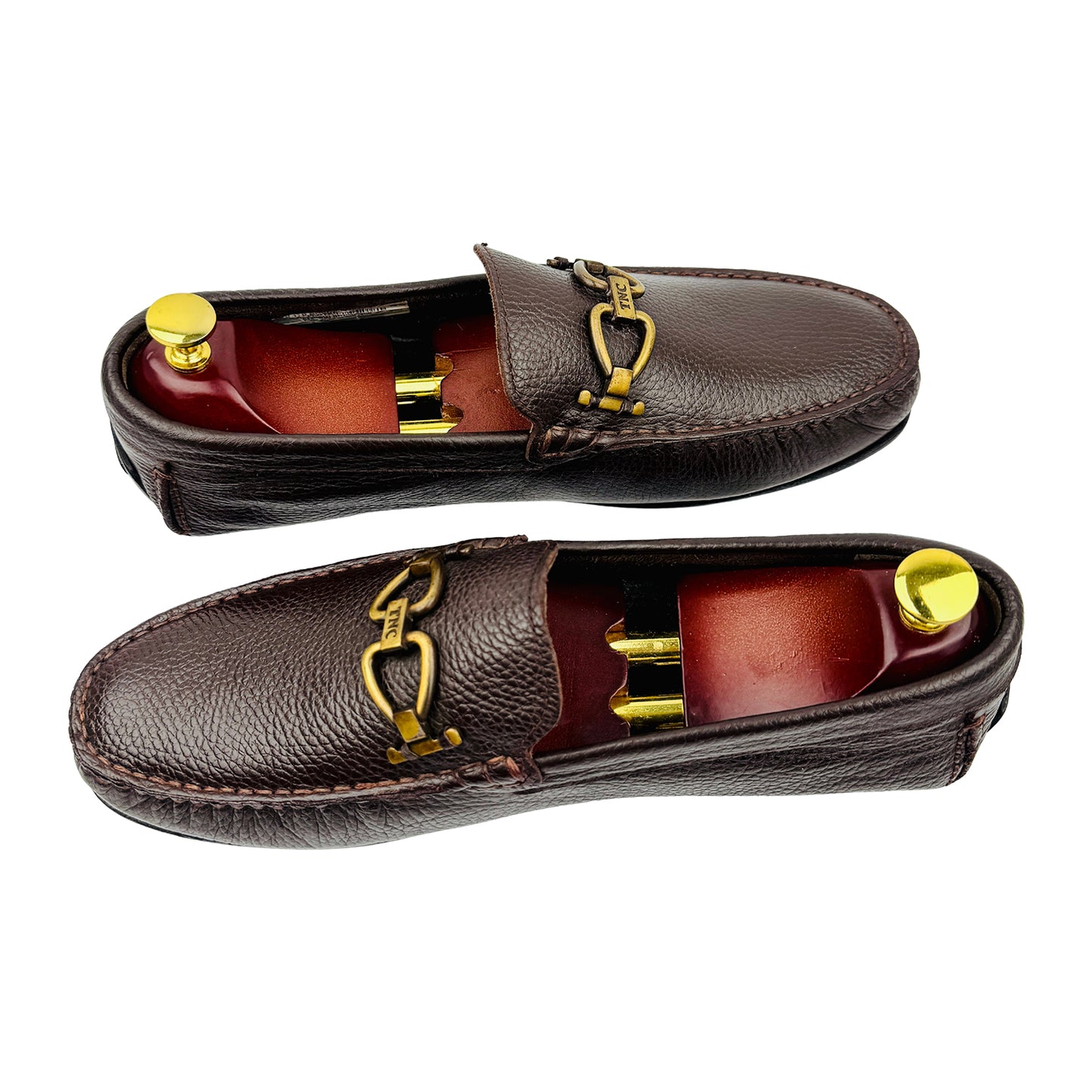 Tamer Tanca Dark Brown Pebbled Leather Loafers (Size 44/44.5)