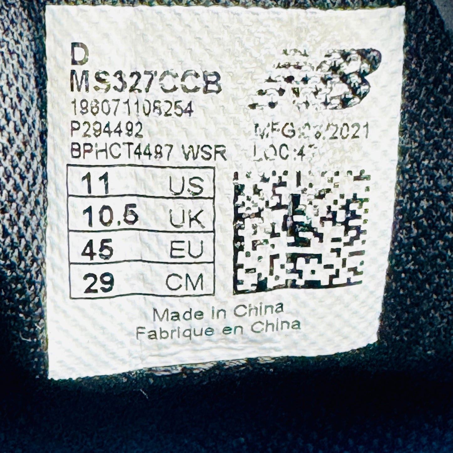 New Balance 327 'Triple Black' Sneakers (Size 45) - MS327CCB