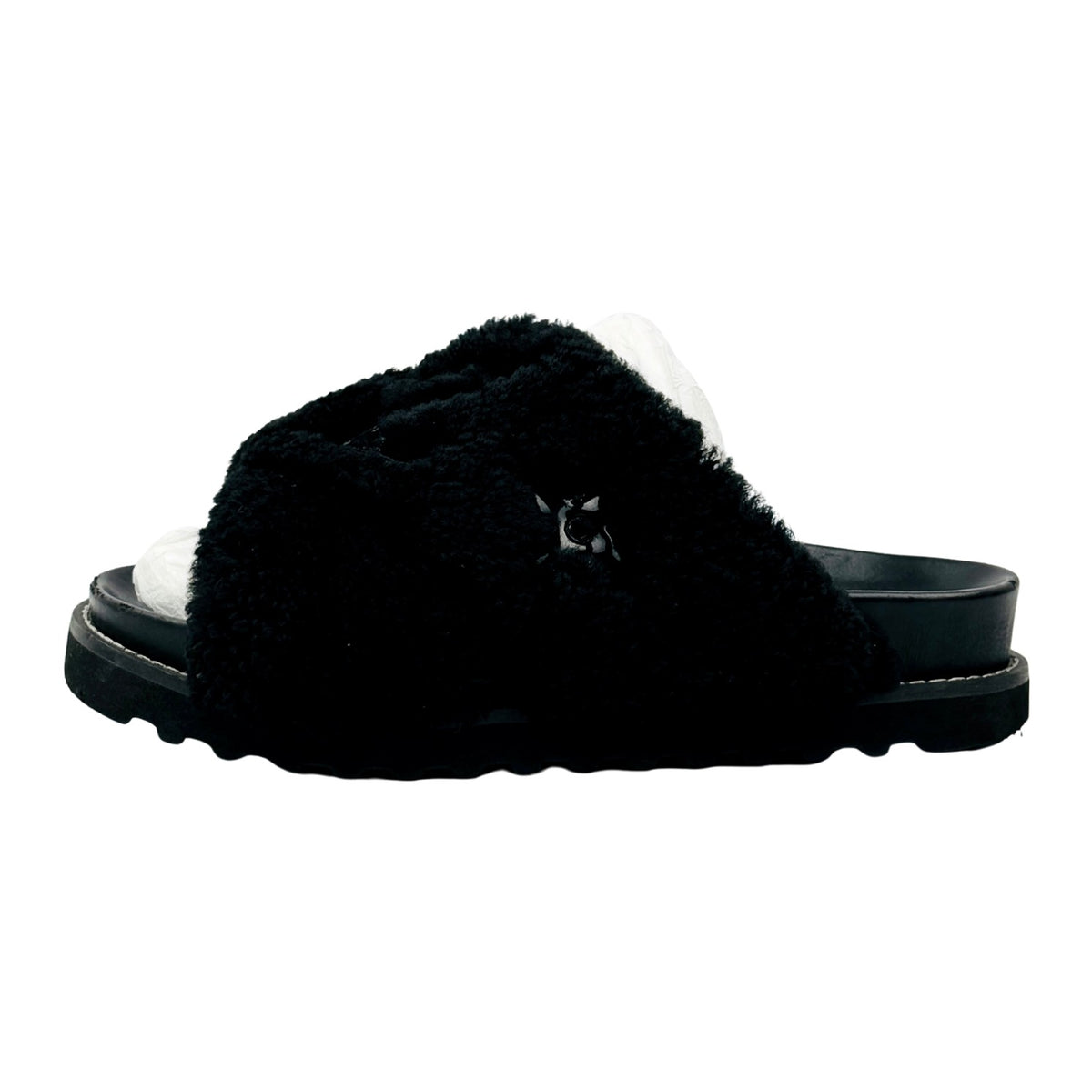 Louis Vuitton Black Fur Italian Slides (Size 40)