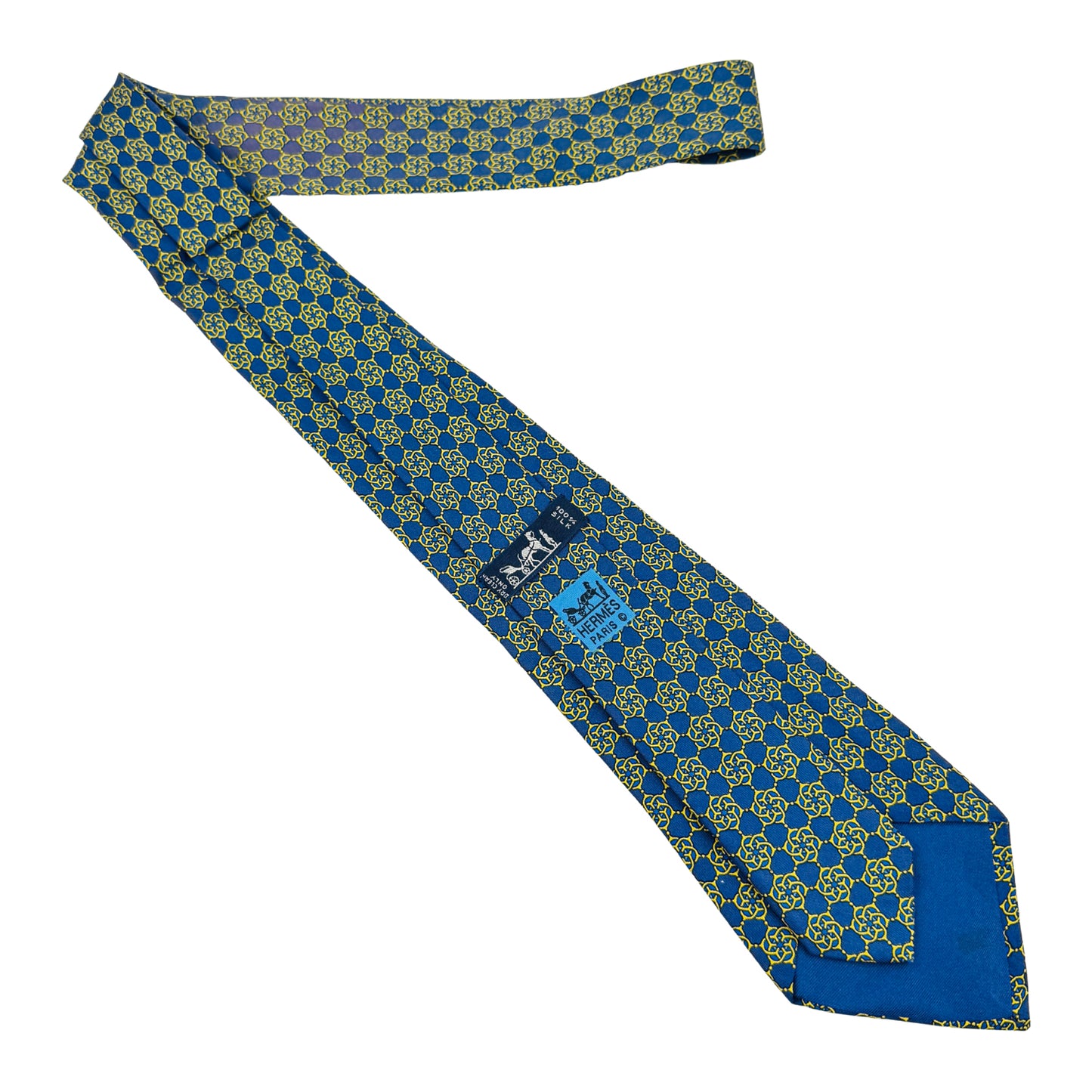 Hermès Blue 'Geometric Floral Lattice Pattern' Tie (Size Regular)