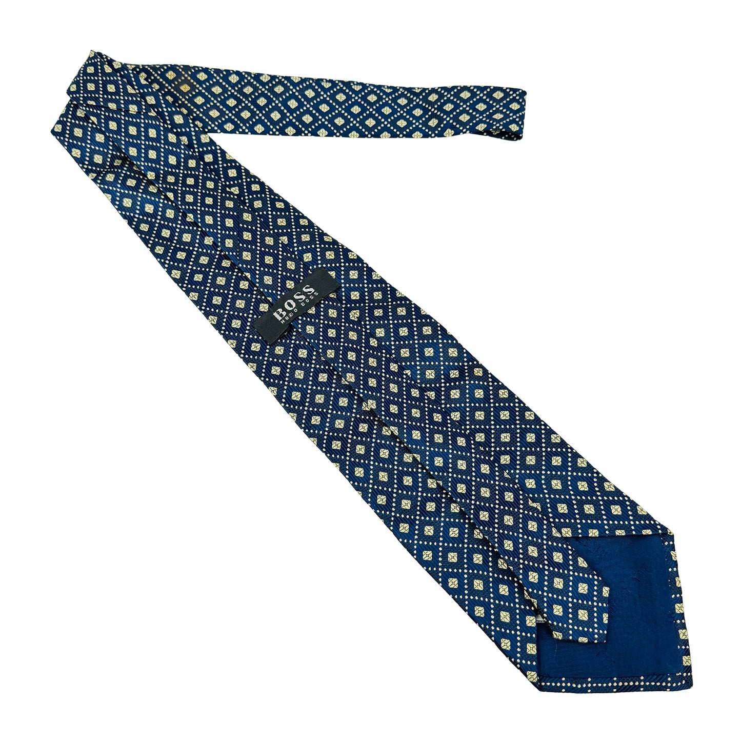 Hugo Boss Navy Blue 'Geometric Diamond Pattern' Tie (Size Regular)