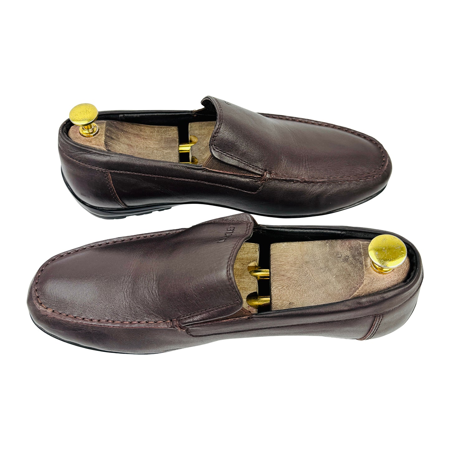Gucci Men's Dark Brown Leather Driving Loafers (Size 42)