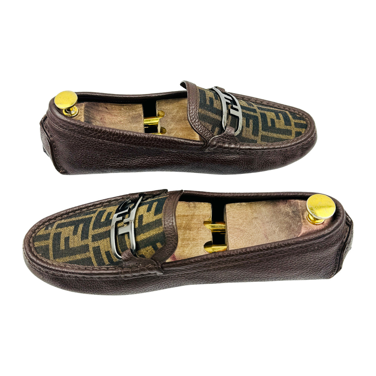 Fendi Zucca FF Monogram Leather Driving Loafers (Size 42)