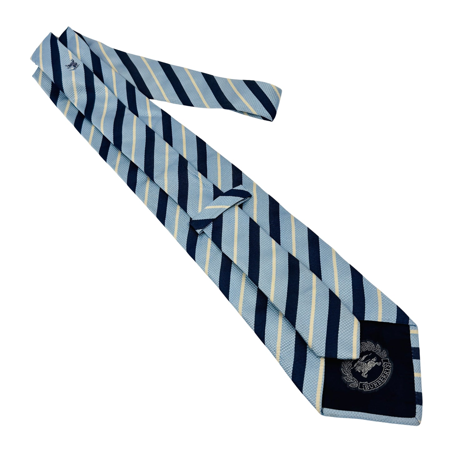 Burberry Light Blue 'Navy Blue & Pale Yellow Diagonal Stripes' Tie