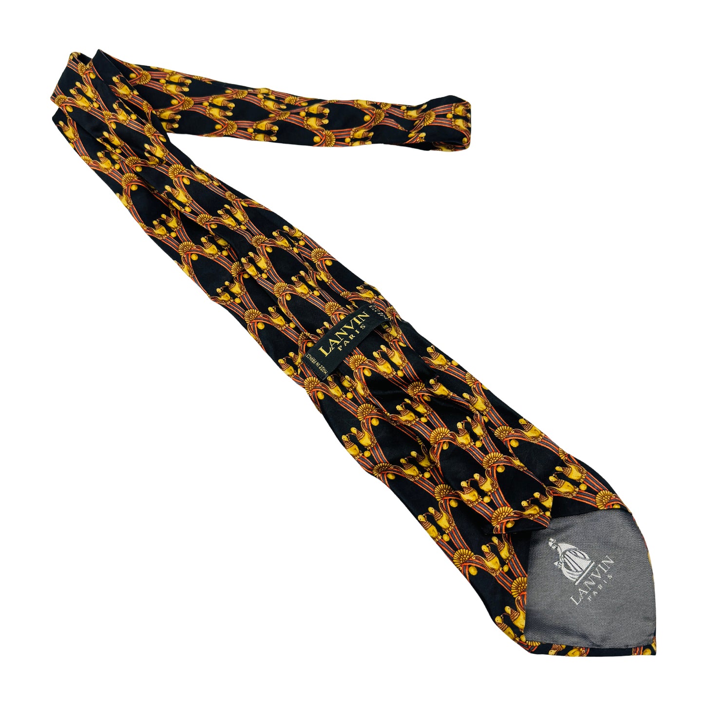 Lanvin Black 'Ornamental Pattern' Silk Tie (Size Regular)