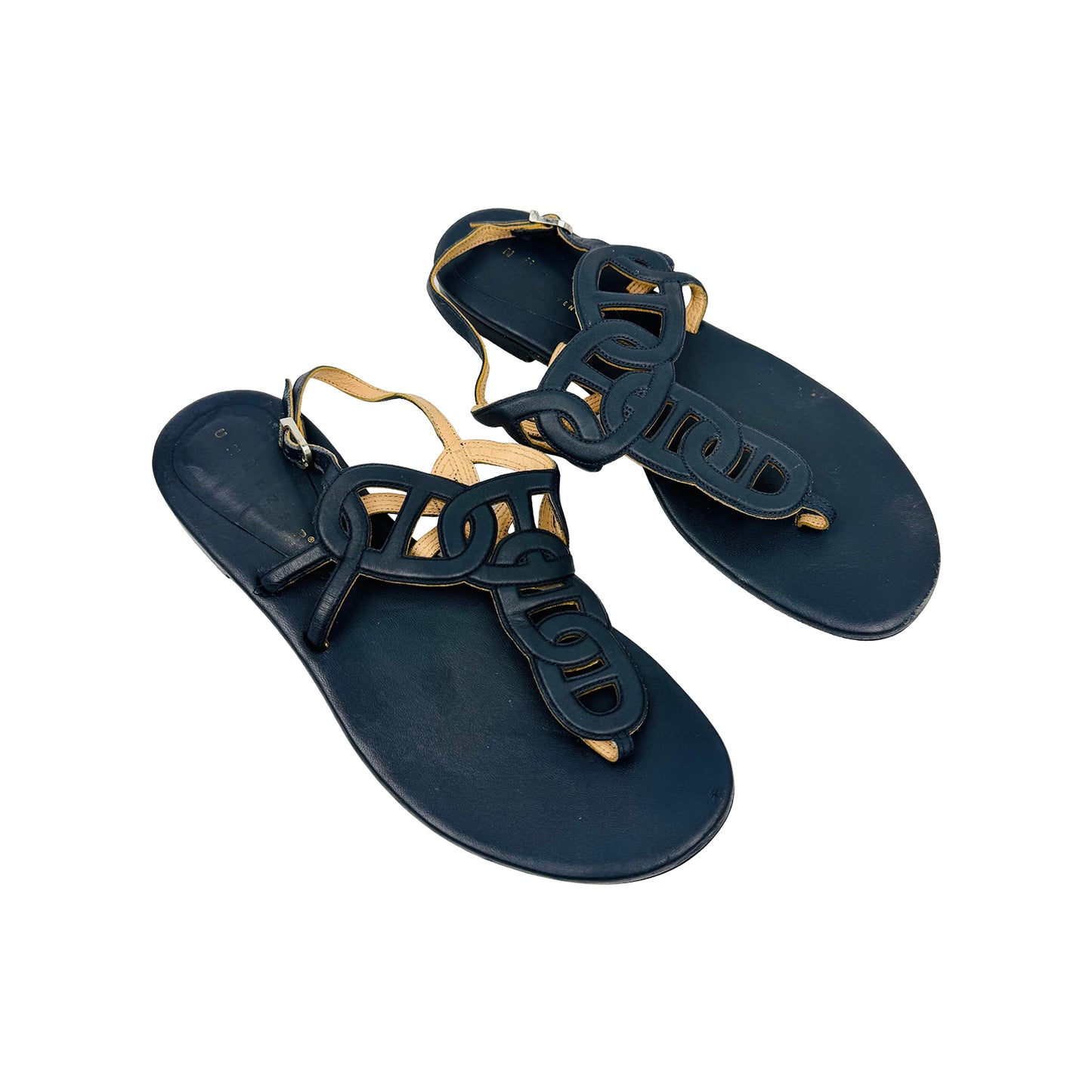 Unützer Women's 7725 Navy Flat Sandals (Size 40.5)