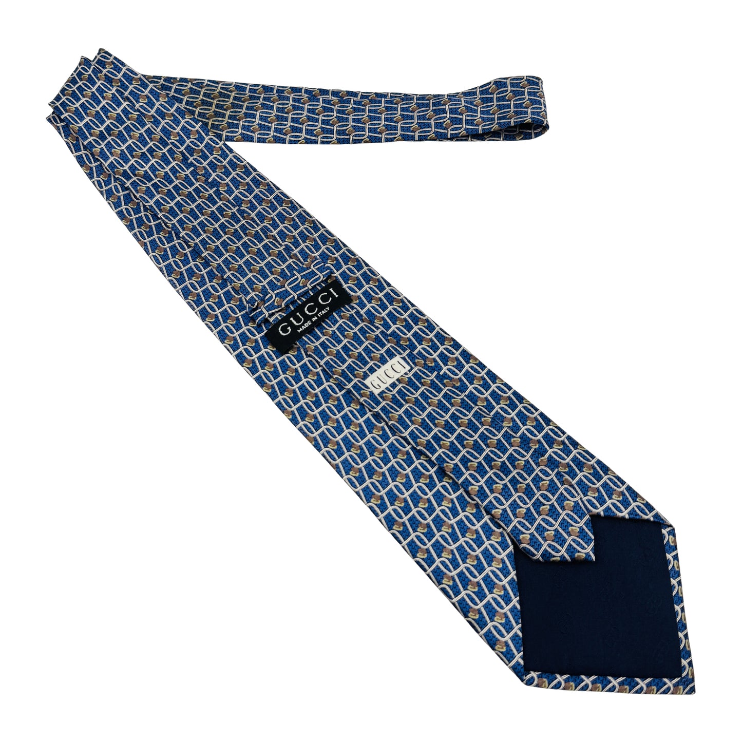 Gucci Blue 'String Pattern' Tie (Size Regular)