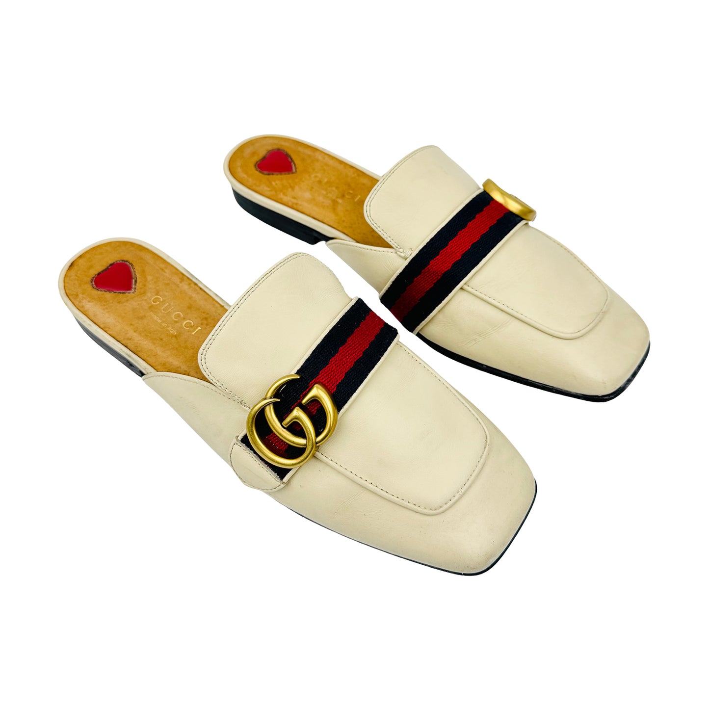 Gucci Princetown Off-White Leather Mules (Size 36)