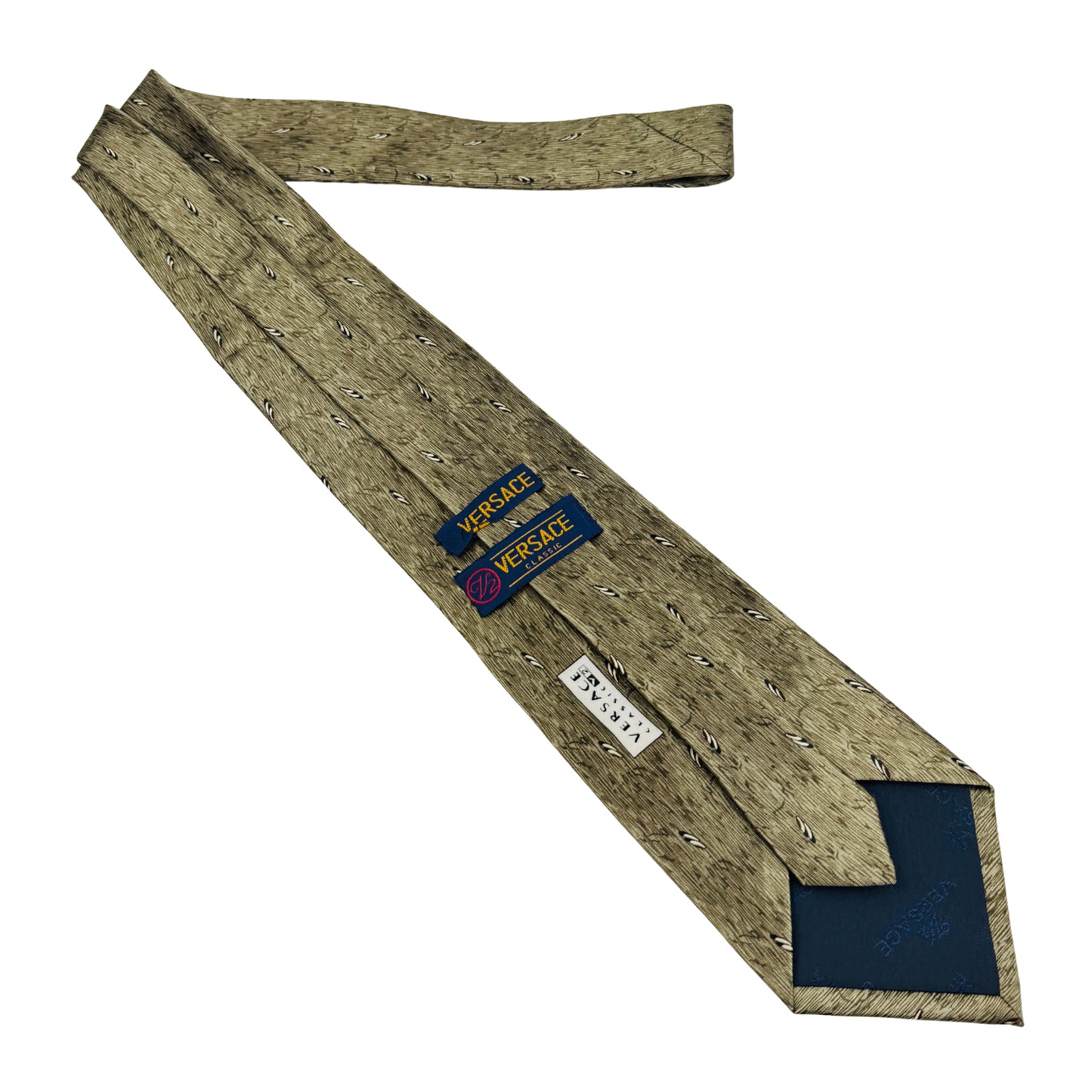 Versace Olive Green 'Geometric Motifs' Tie (Size Regular)