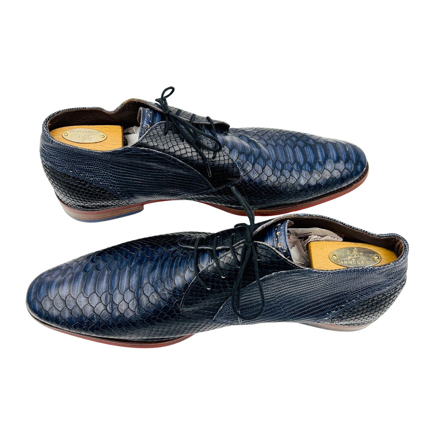 Floris van Bommel Men's Blue Snake Print Derby Shoes (Size 44)