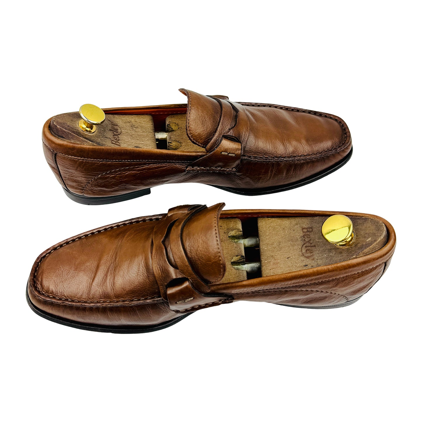 Santoni Brown Leather Penny Loafers (Size 43/43.5)