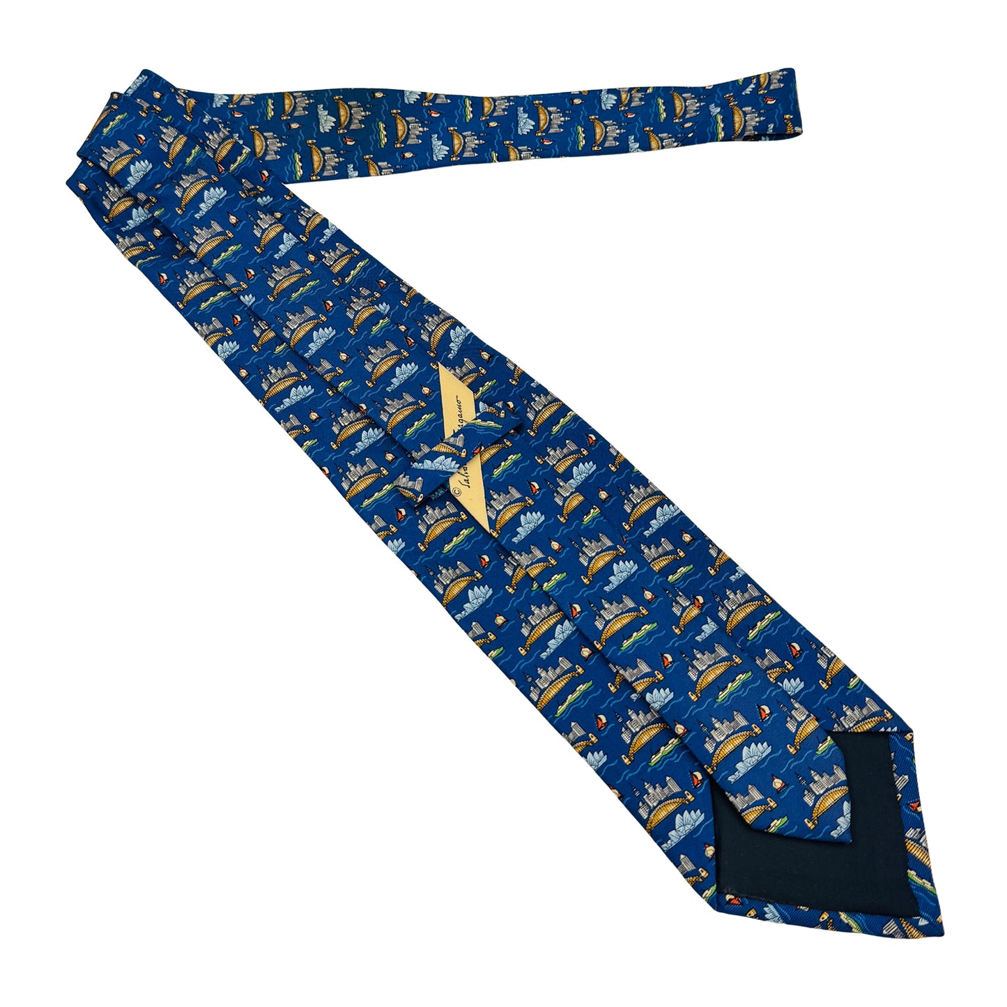 Salvatore Ferragamo Blue 'Graphic Pattern' Tie (Size Regular)