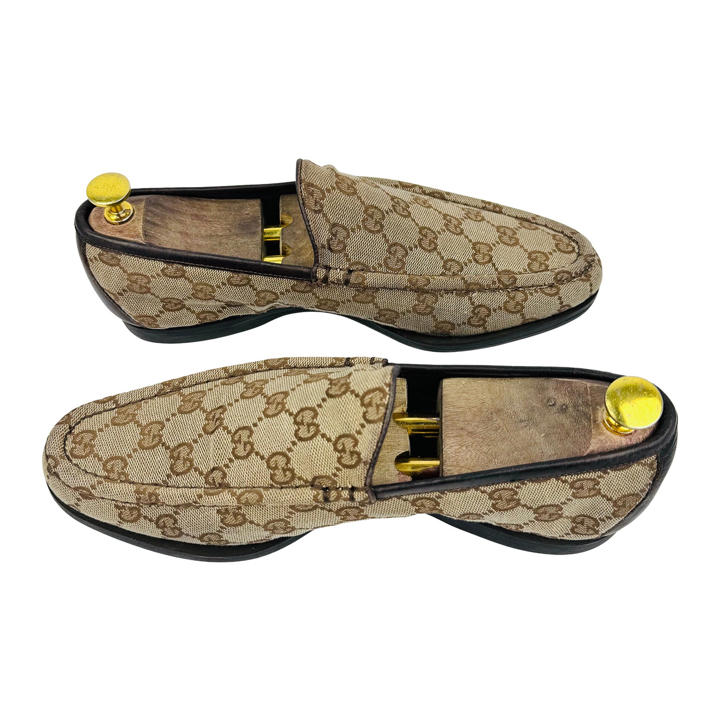 Gucci Men's Beige GG Canvas Loafers (Size 42)