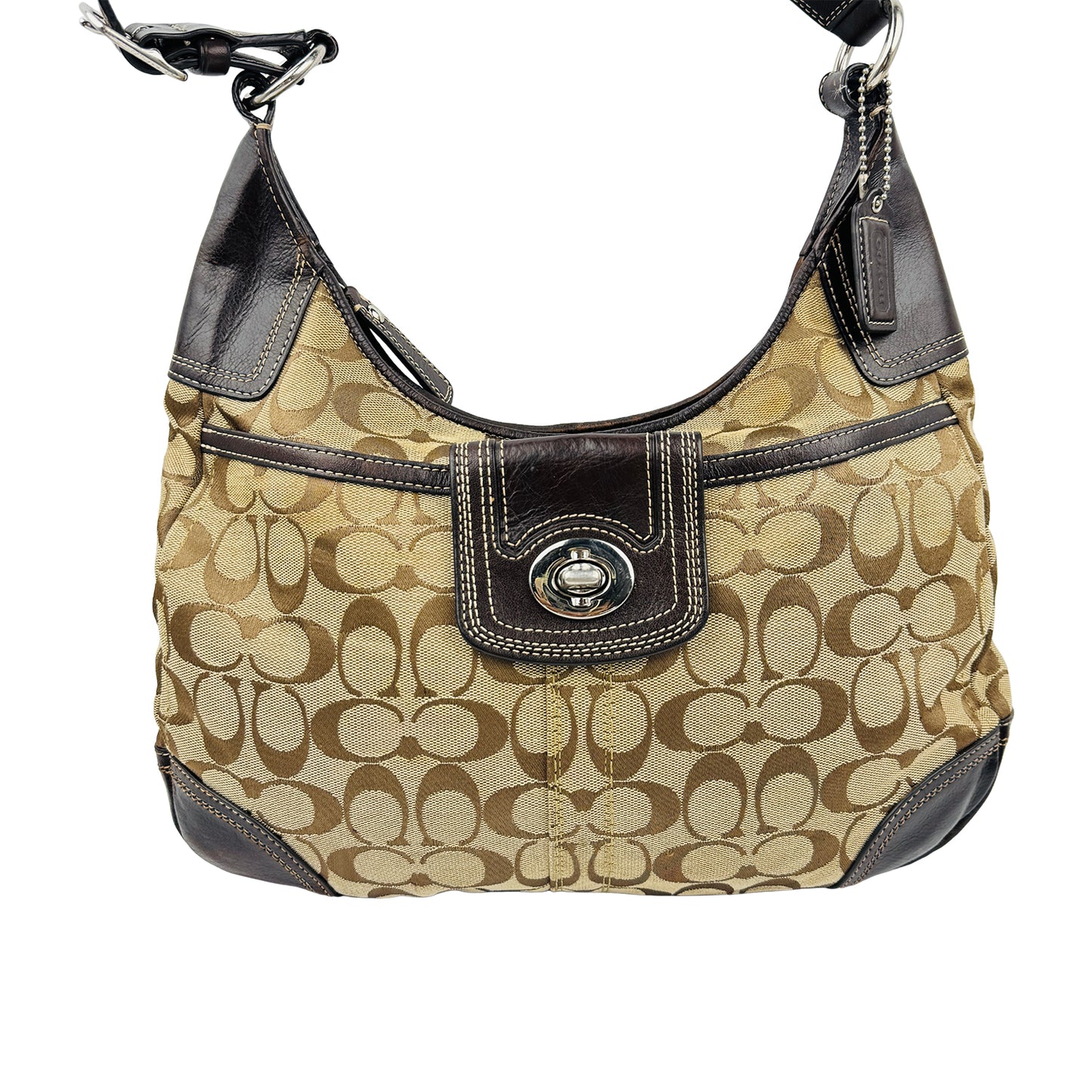Coach Signature Jacquard Turnlock Hobo Shoulder Bag