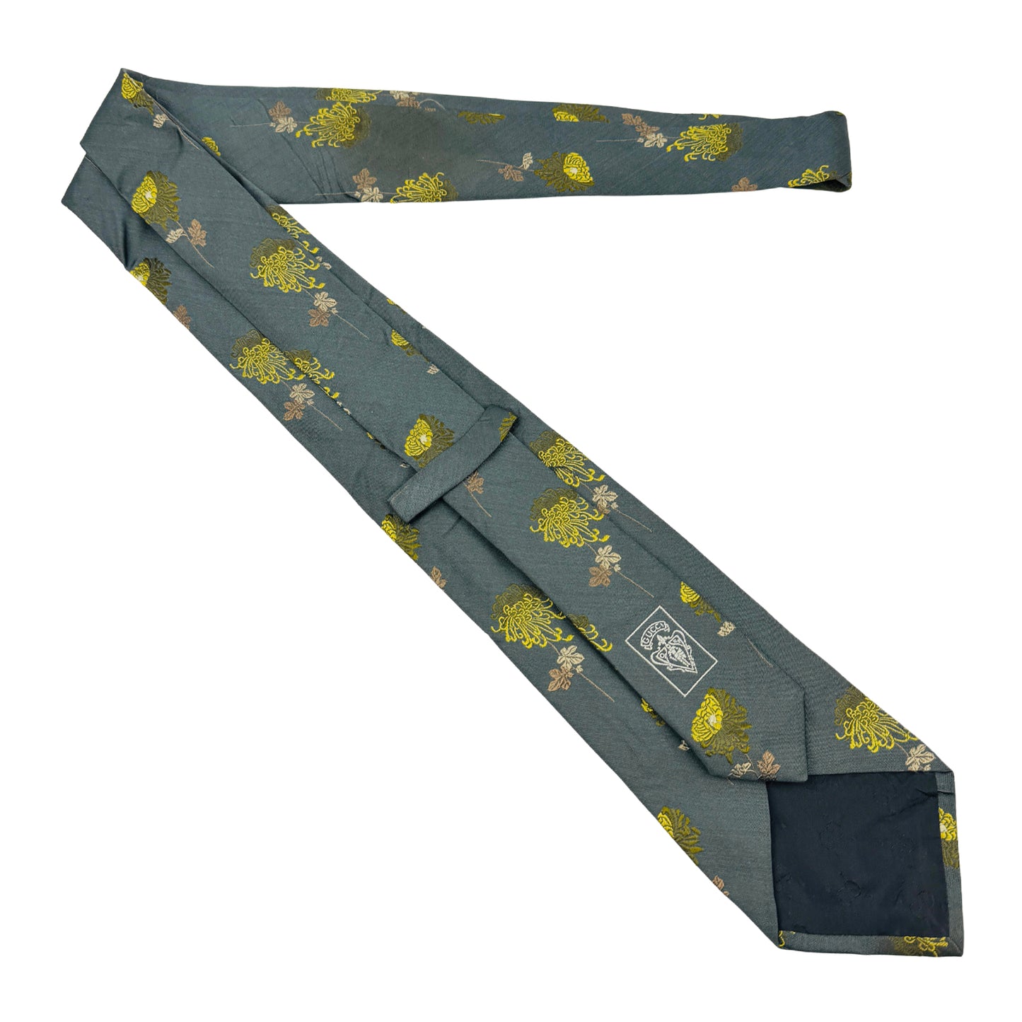 Gucci Greenish-Grey 'Floral Pattern' Tie (Size Regular)