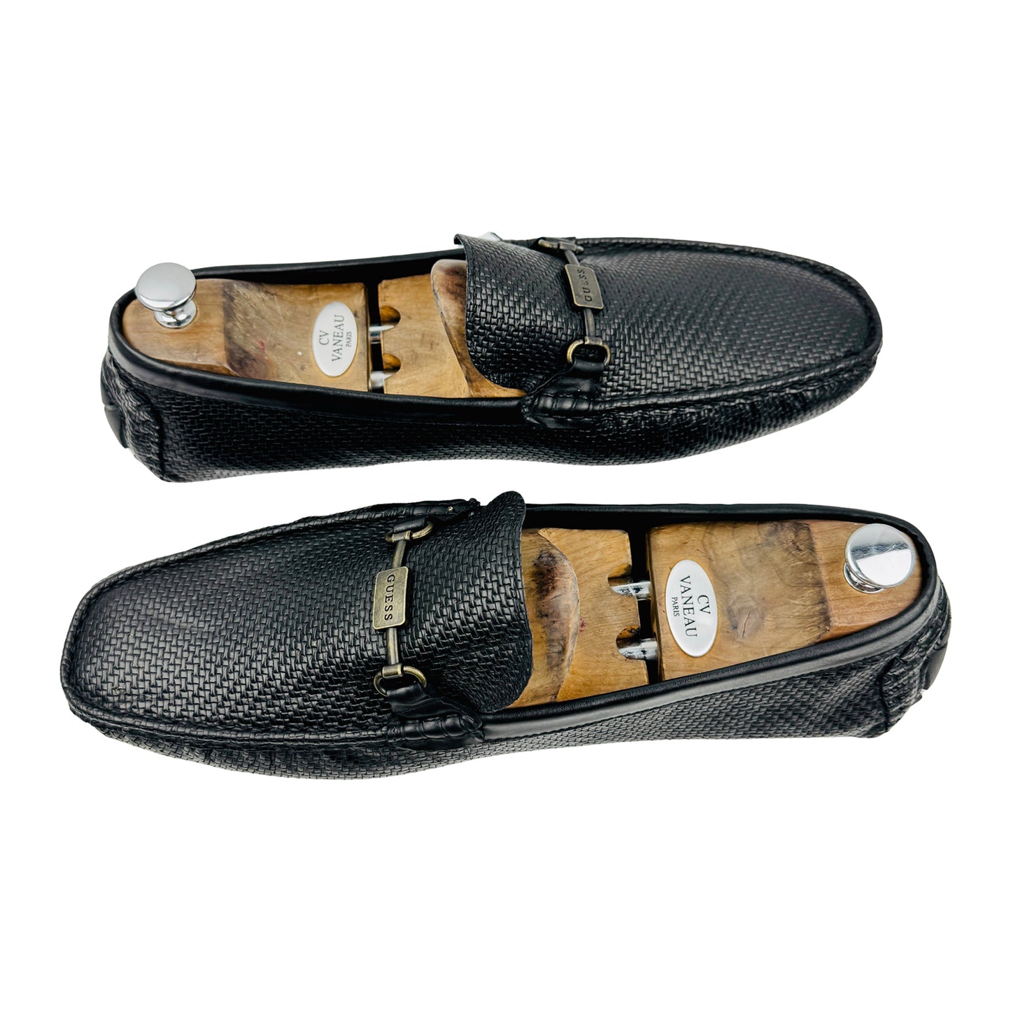 Guess Men's Black Woven Loafers (Size 46)