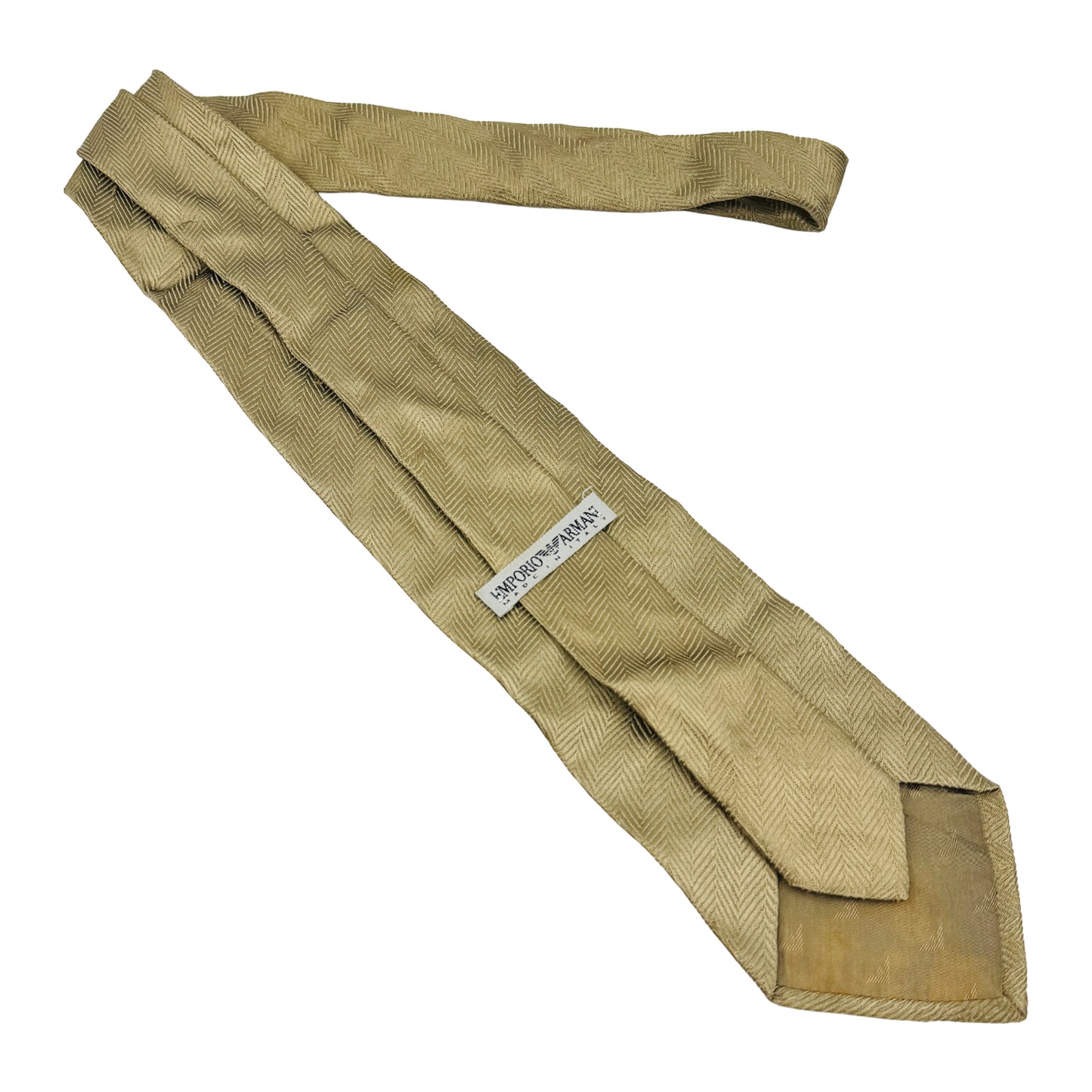 Emporio Armani Beige Gold 'Herringbone Pattern' Tie (Size Regular)