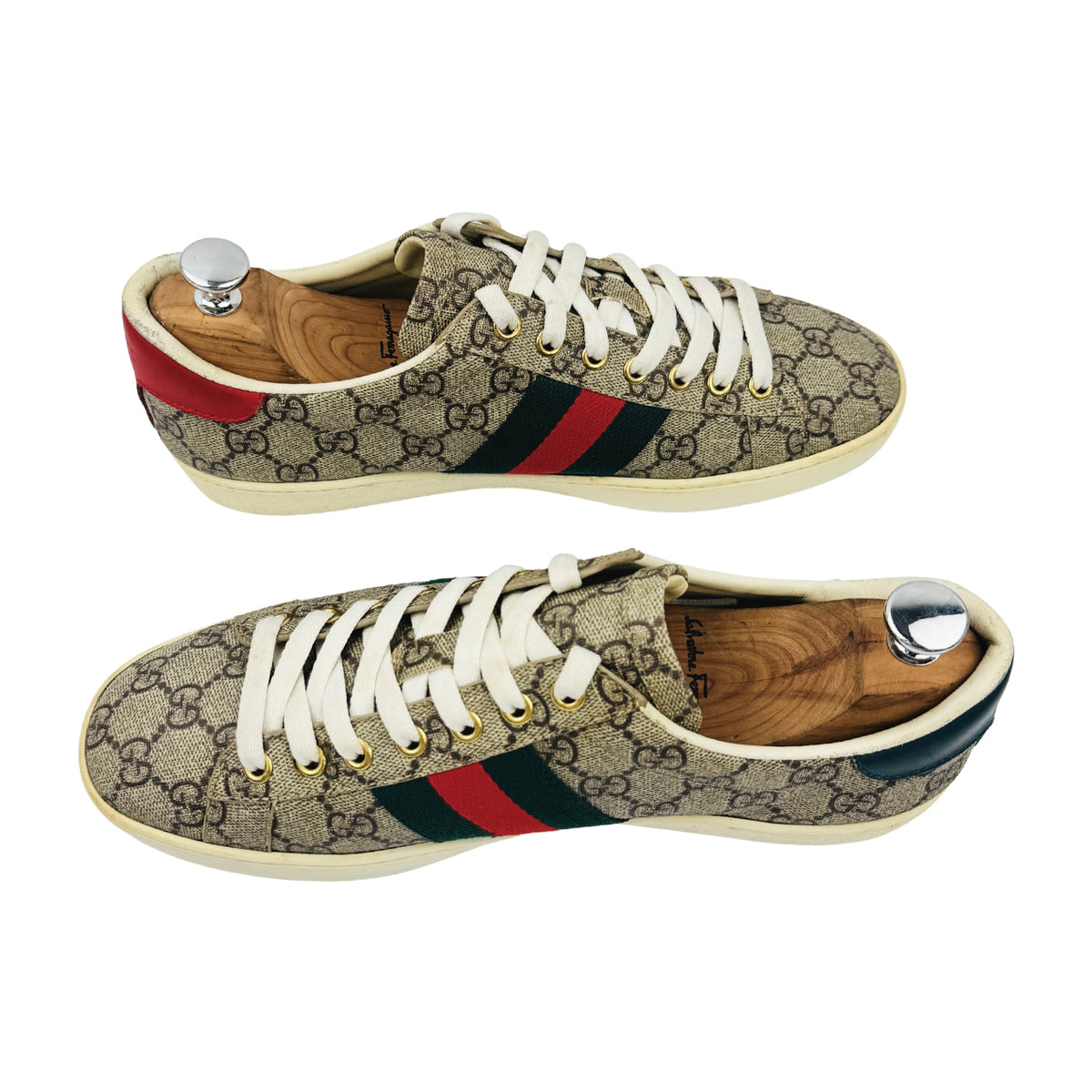 Gucci Ace GG Supreme Web Beige Ebony Sneakers (Size 42/42.5)