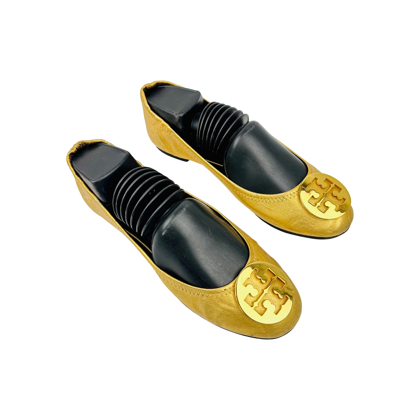 Tory Burch Minnie Travel 'Metallic Gold' Ballet Flats (Size 37.5/38)