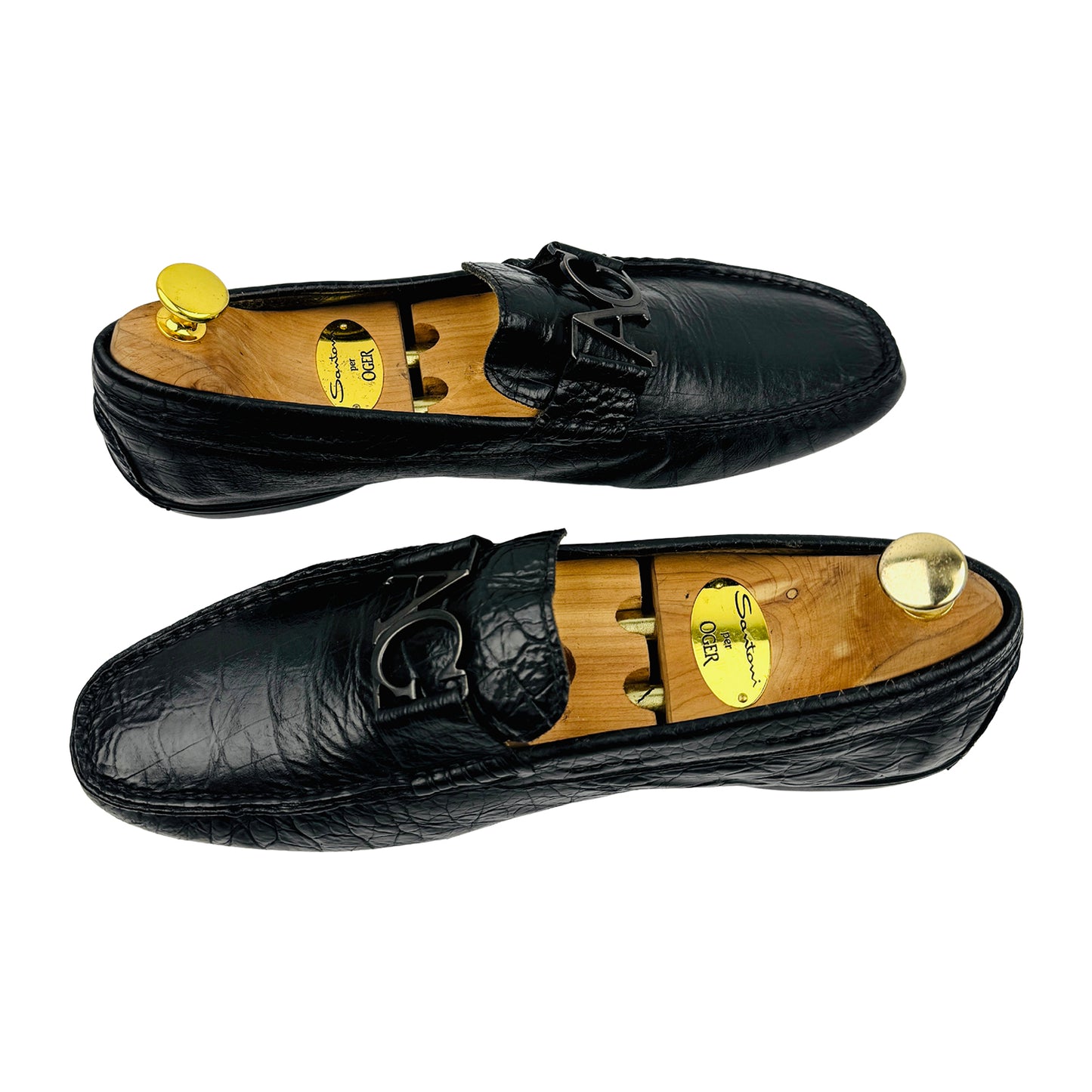 Alberto Guardiani Croc Embossed Leather Loafers (Size 43)