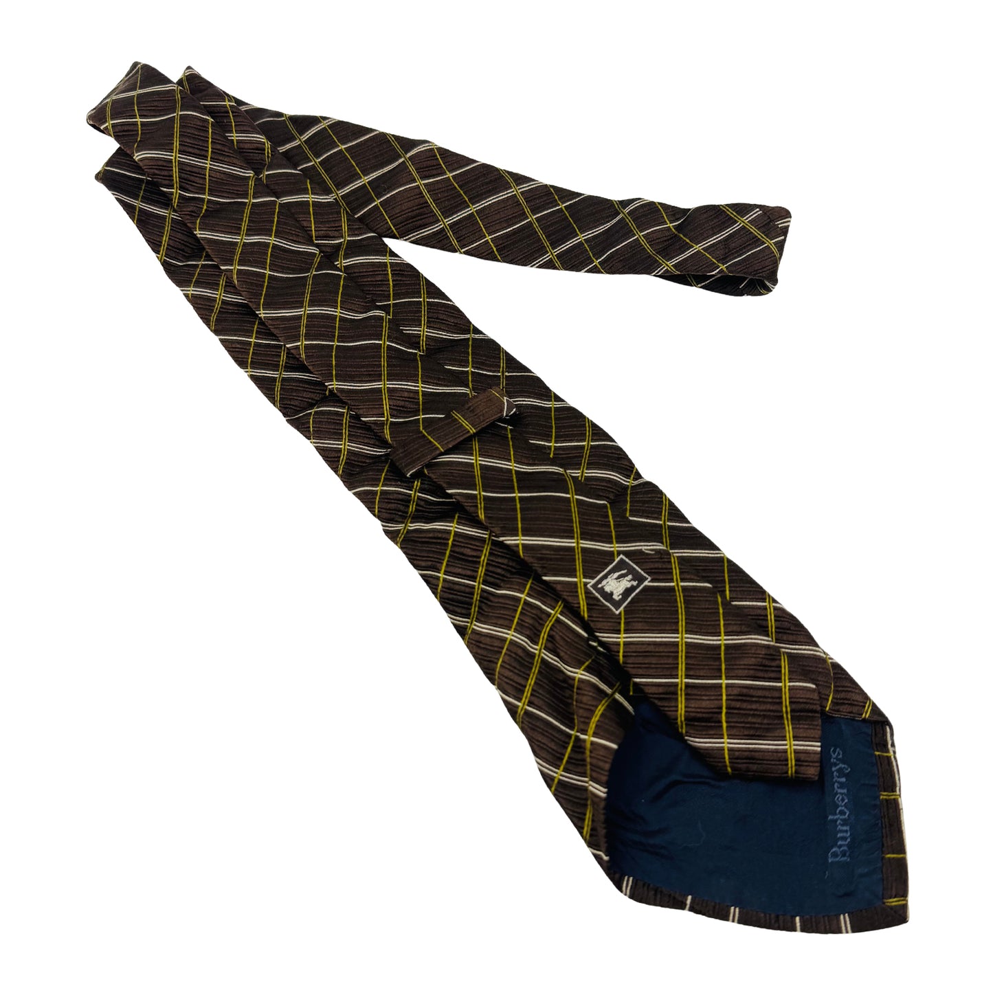 Burberry Dark Brown 'Diagonal Windowpane Lines' Tie (Size Regular)