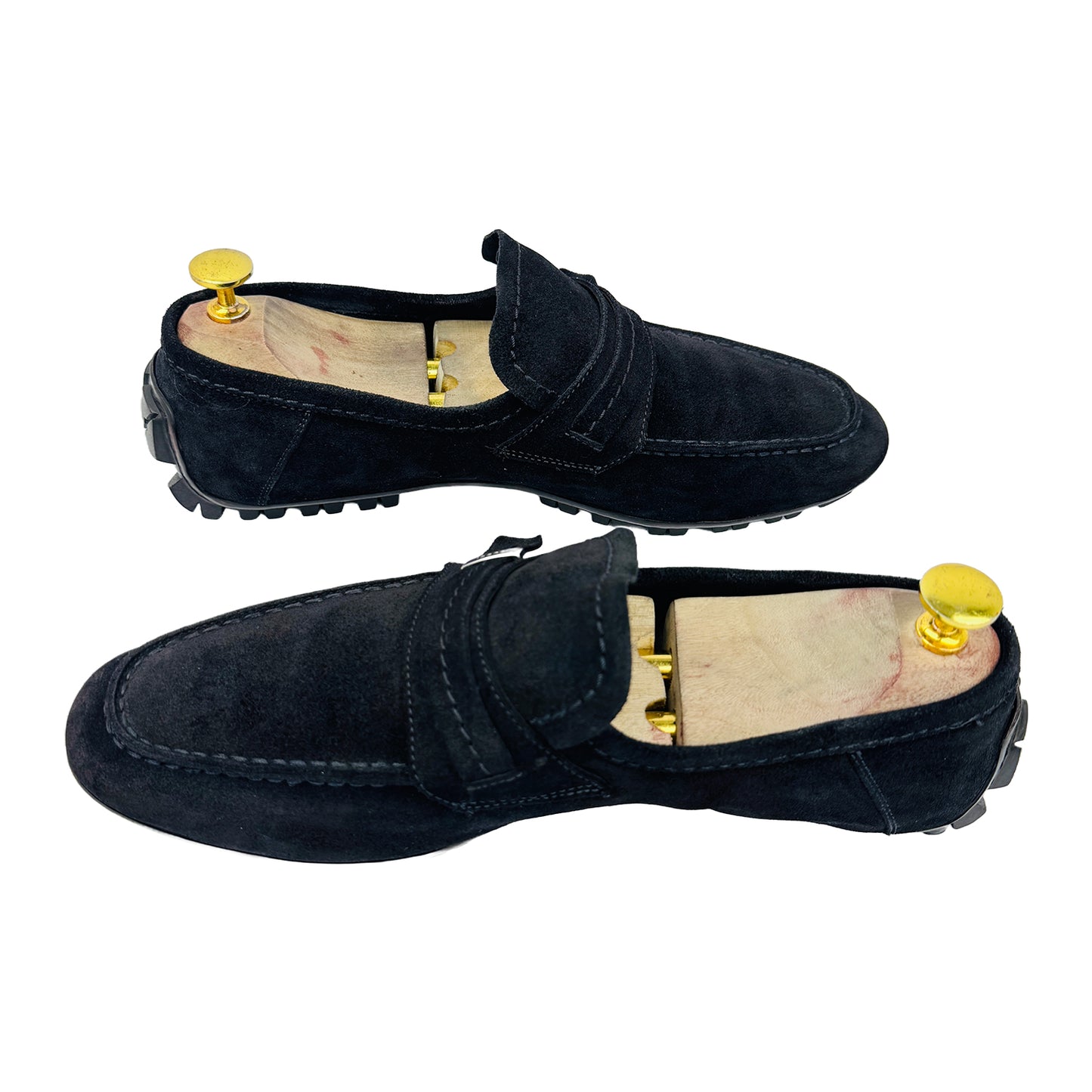 Cross image of Gucci Men's Suede Dark Blue Loafers (Size 42) - 162618