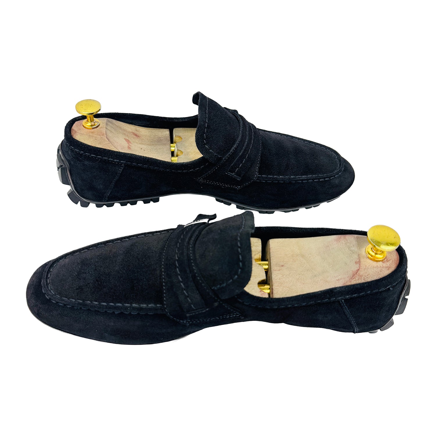 Cross image of Gucci Men's Suede Dark Blue Loafers (Size 42) - 162618