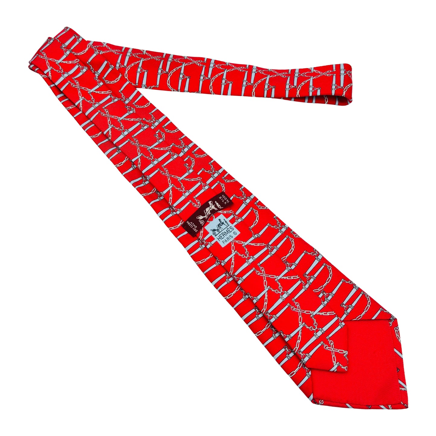 Hermès Bright Red 'Equestrian Chain' Tie (Size Regular)