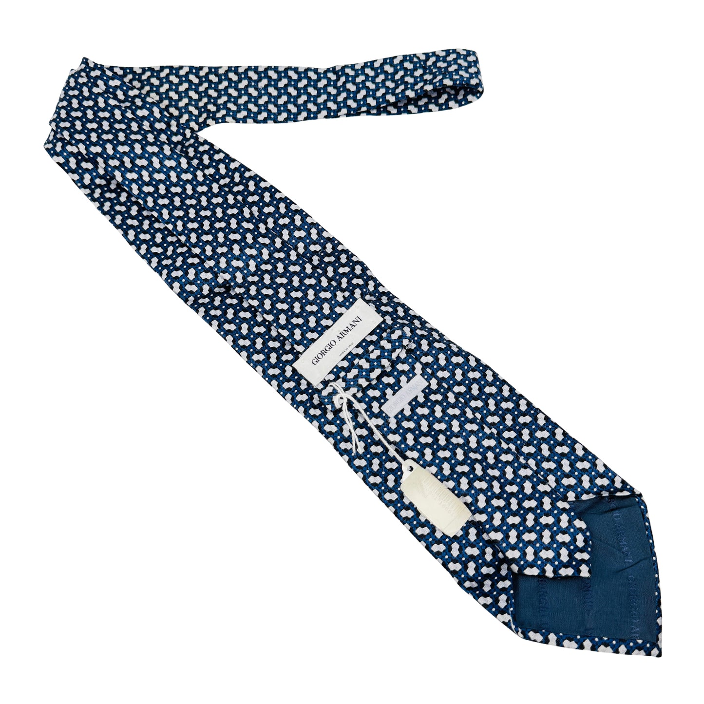 Giorgio Armani Blue 'Geometric Pattern' Silk Tie (Size Regular)