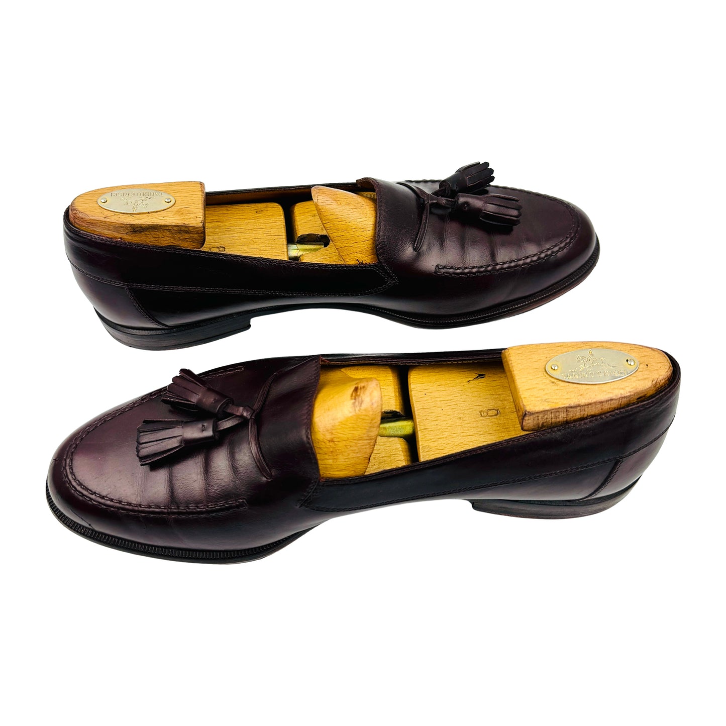 Salvatore Ferragamo Burgundy Leather Tassel Loafers (Size 43)