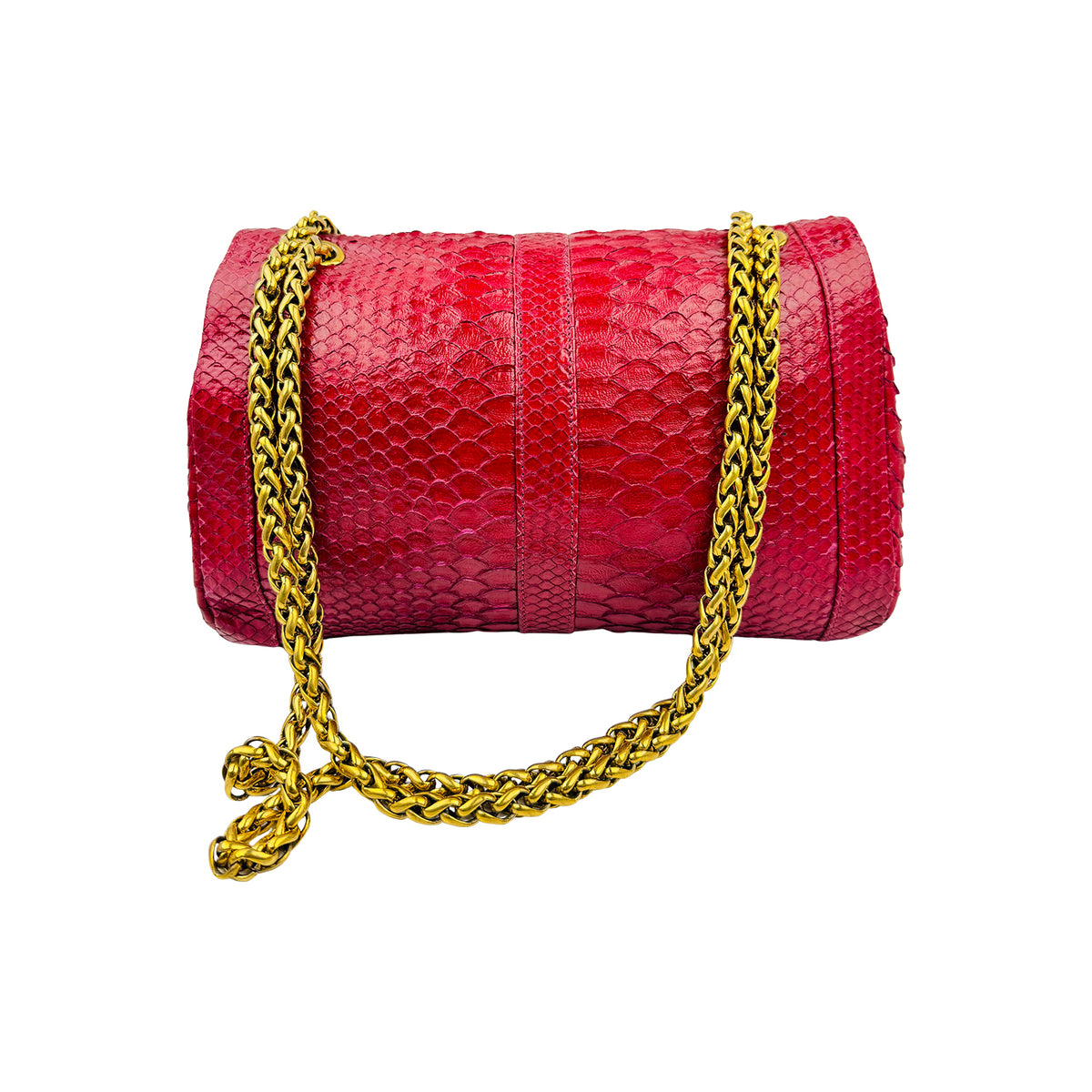 Christian Louboutin Red Python Snakeskin Shoulder Bag