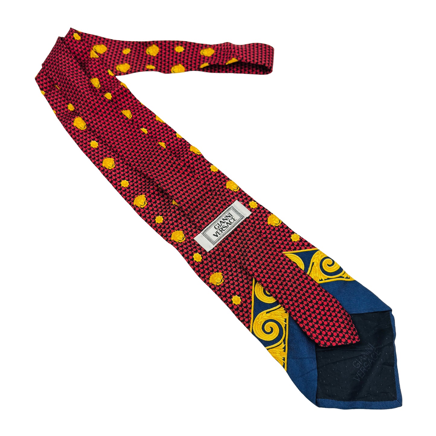 Versace Red Black 'Motifs' Silk Tie (Size Regular)