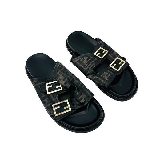 Fendi Feel Black Sandal Slippers (Size 42.5)