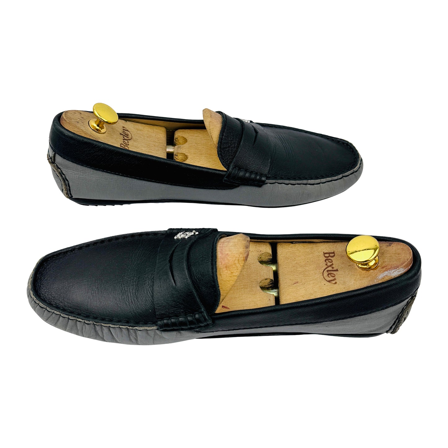 Berverly Hills Polo Club Grey Black Leather Loafers (Size 43)