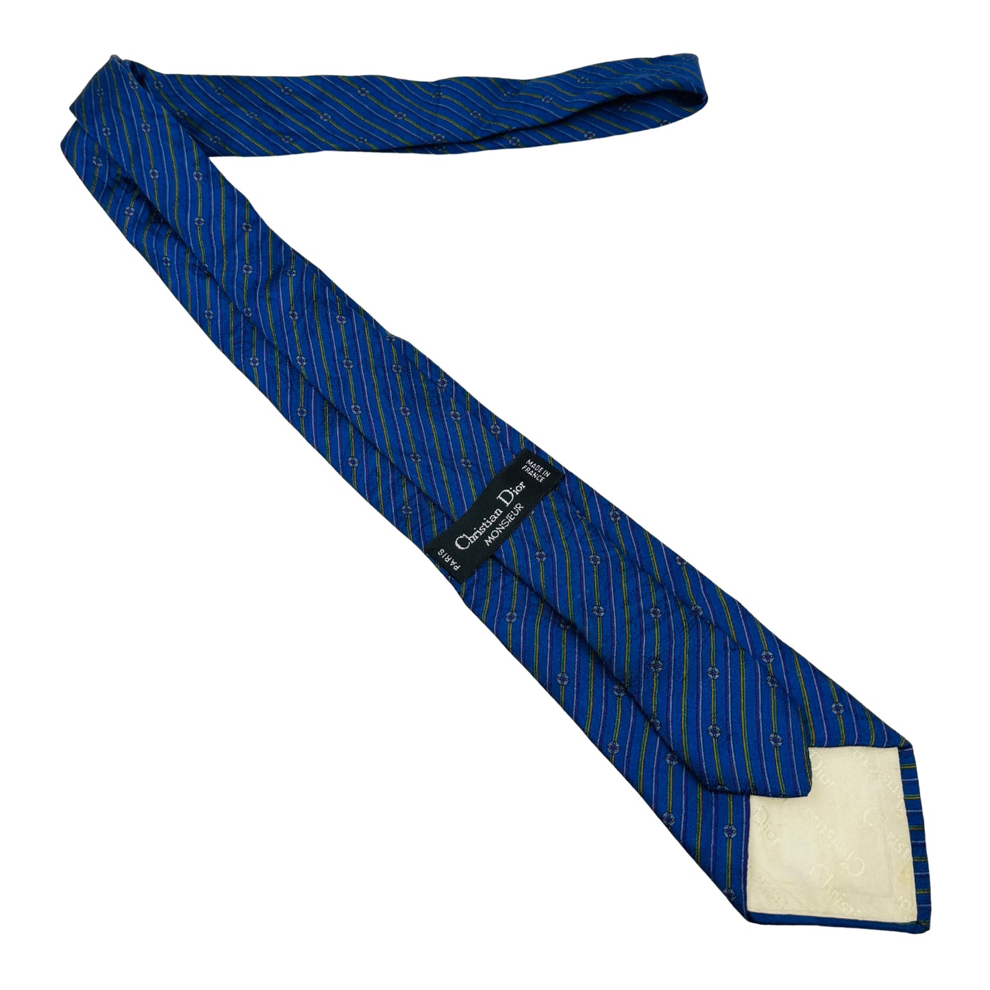 Christian Dior Blue 'Diagonal Stripes' Tie (Size Regular)