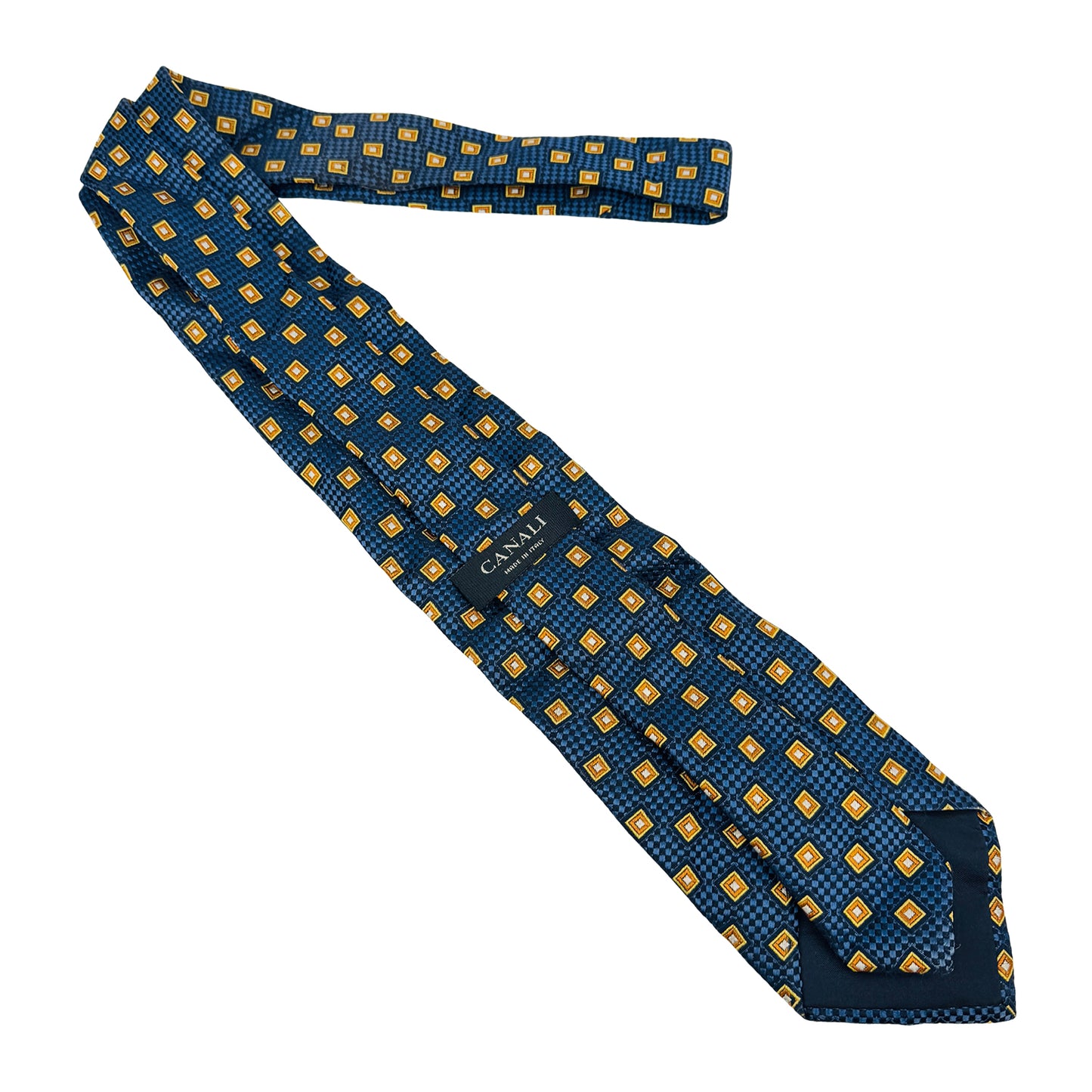 Canali Navy Blue 'Geometric Square Pattern' Tie (Size Regular)