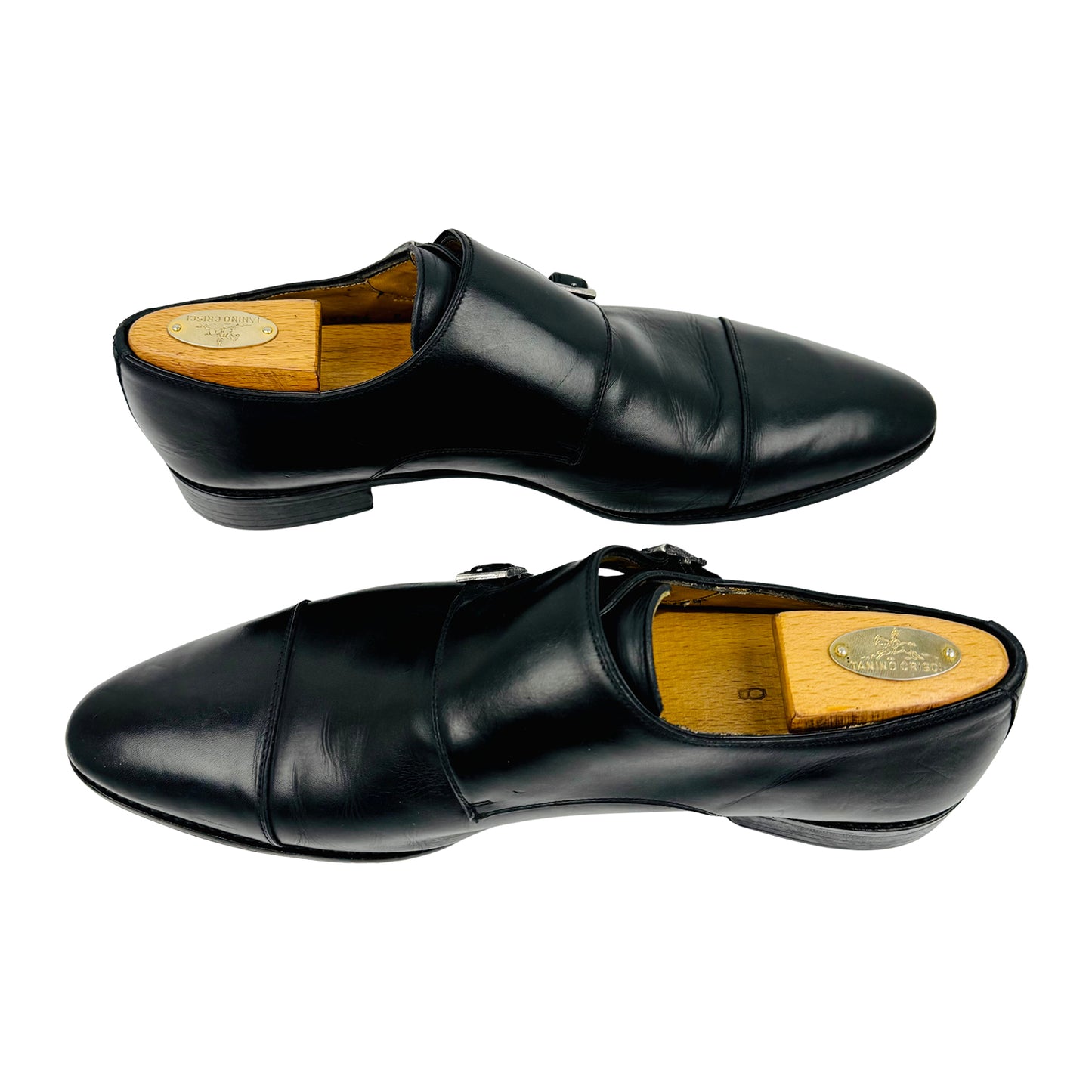 Suitsupply Black Leather Double Monk Strap Shoes (Size 43)