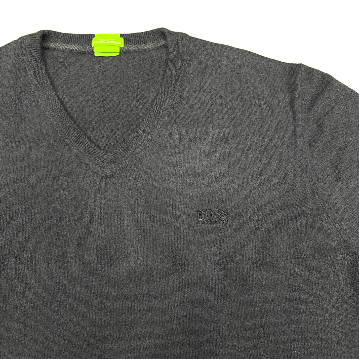 Hugo Boss Men's Dark Grey V-Neck Sweater (Size Large)