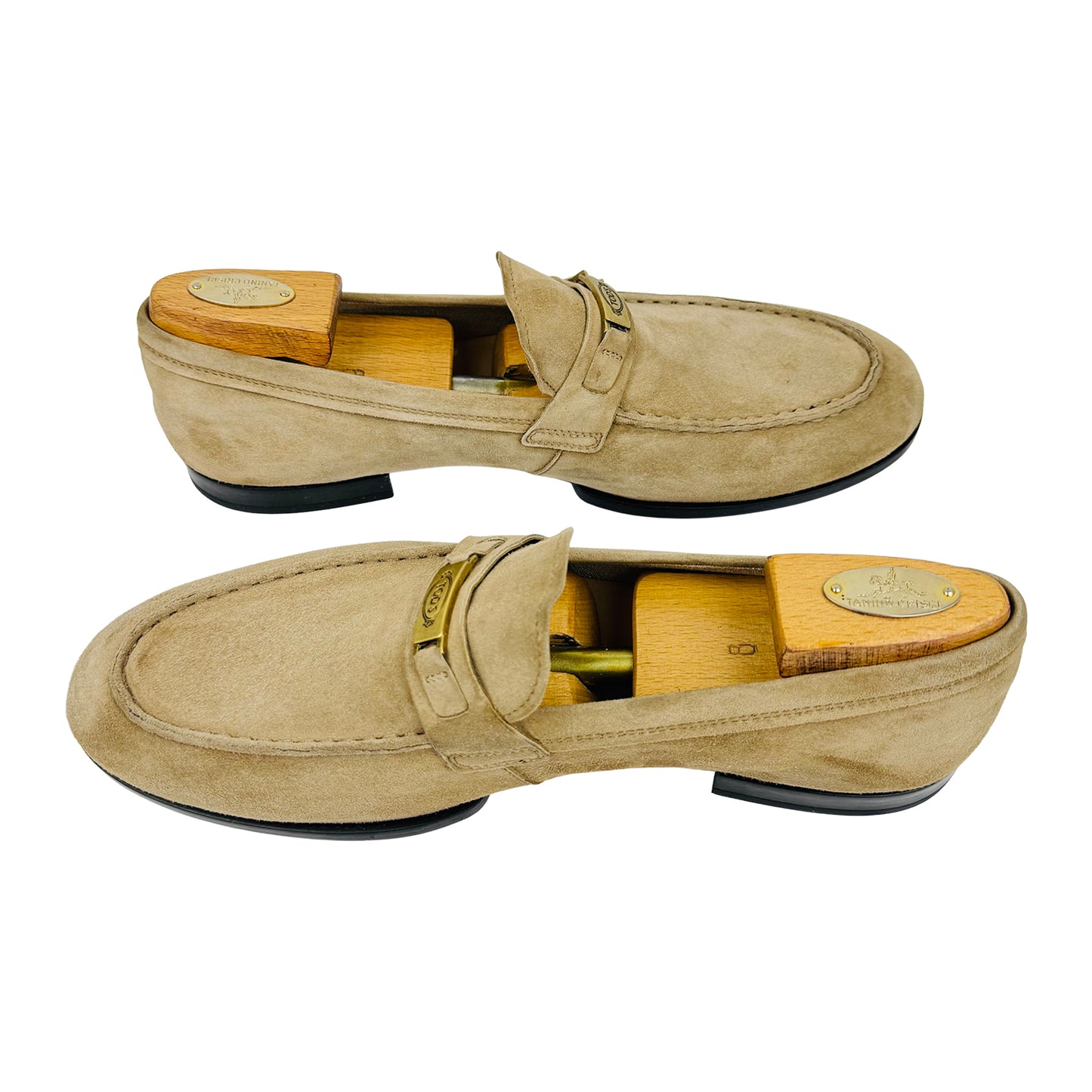 Tod’s Men's Beige Logo-Plaque Loafers (Size 43)