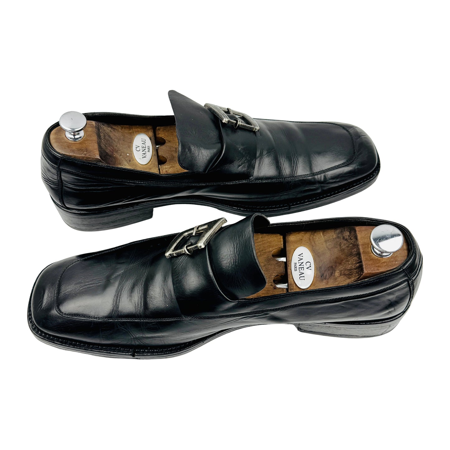 Gucci Men's Black Leather Monk Strap Buckle Loafers (Size 44.5)