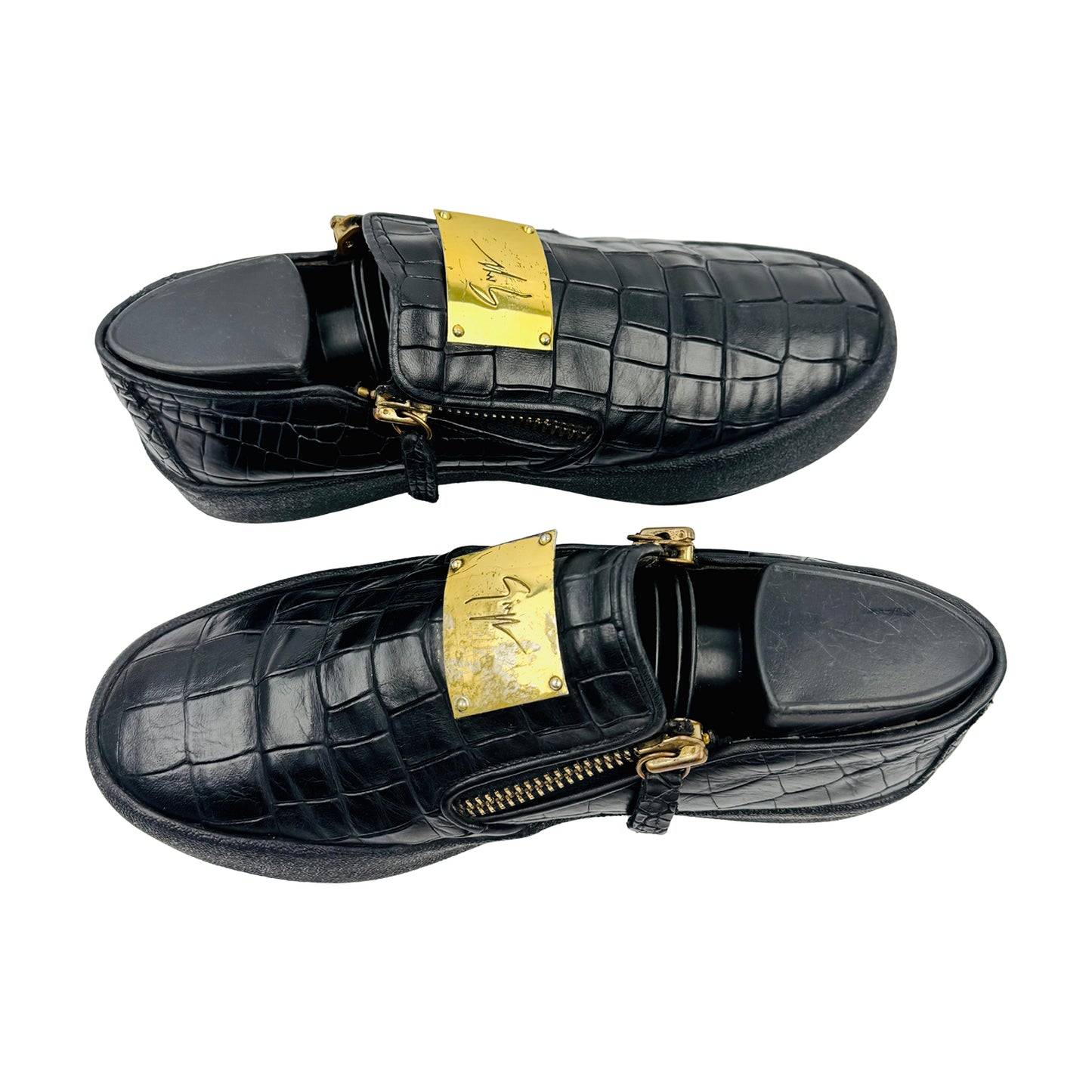 Giuseppe Zanotti Conley Zip Croc Embossed Shoes (Size 40)