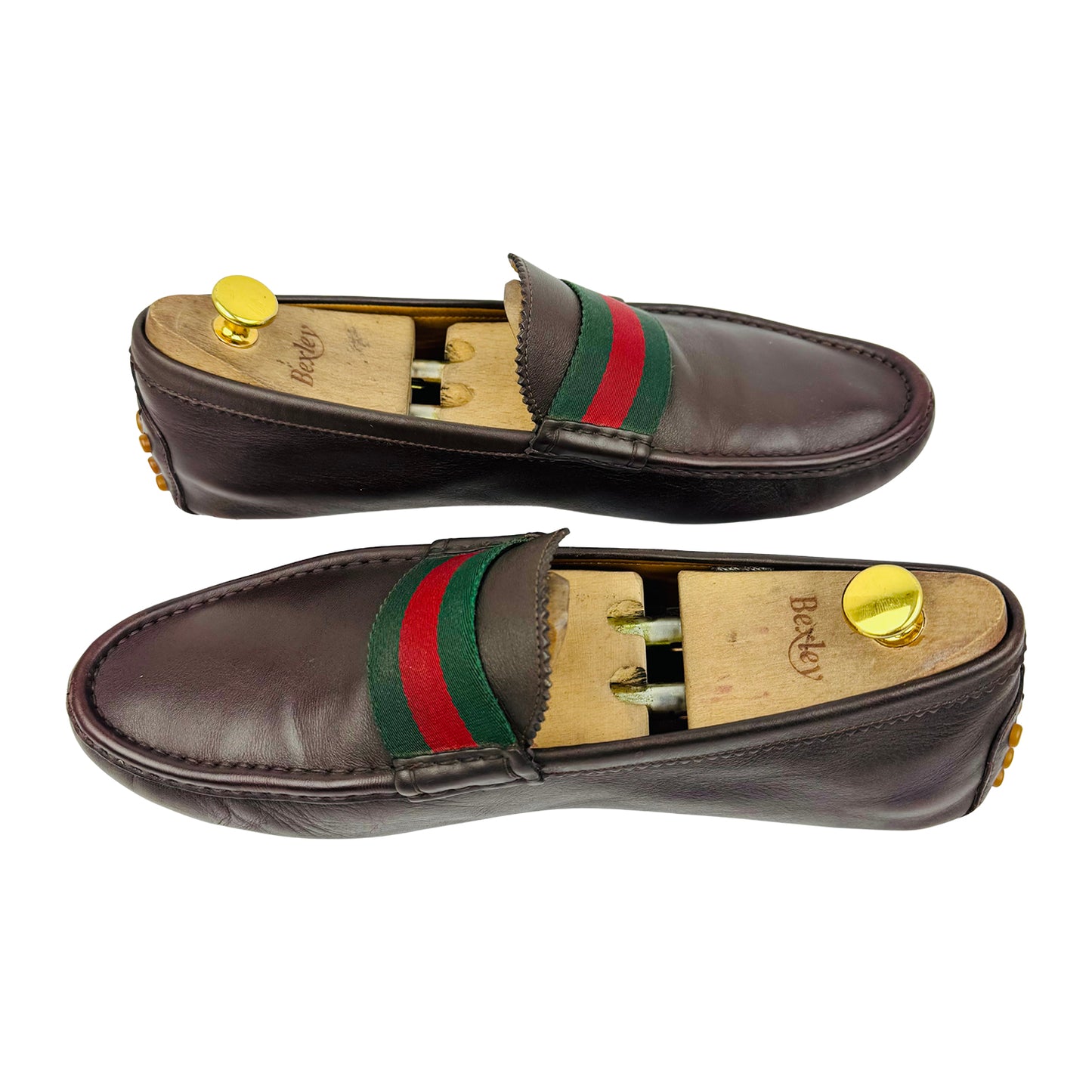 Gucci Men's Web Dark Brown Calf Leather Loafers (Size 43.5)