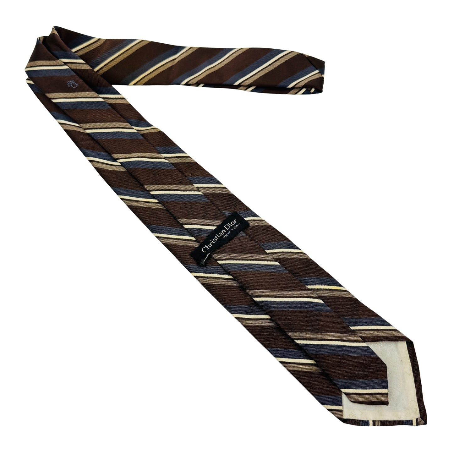 Christian Dior Brown 'Diagonal Stripes' Tie (Size Regular)