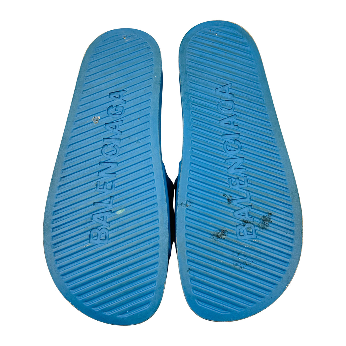 Balenciaga Bright Blue 3D Logo Pool Slides (Size 41) - 565826