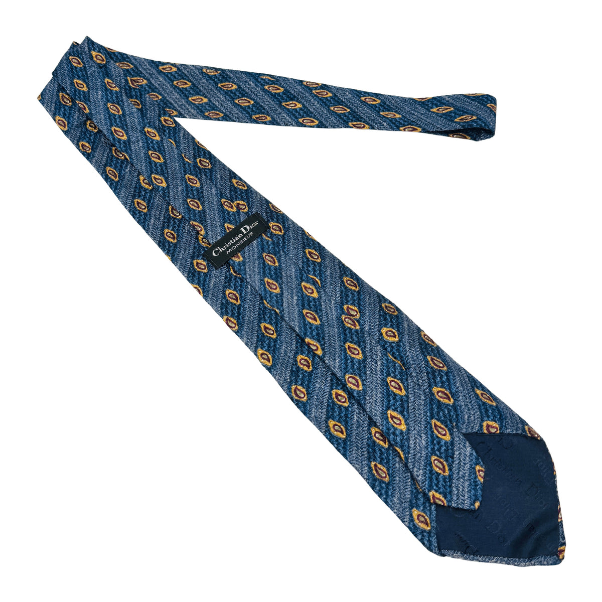 Christian Dior Navy 'Teardrop Motifs' Tie (Size Regular)